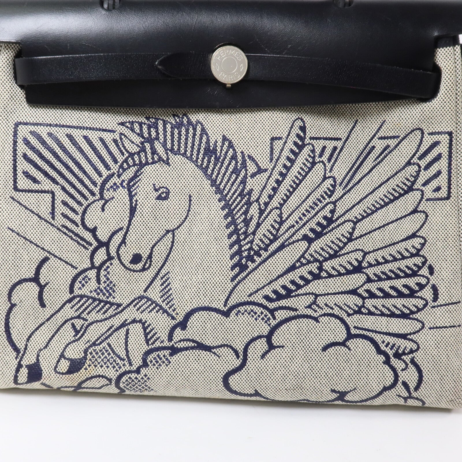 HERMES 帆布Herbag Zip Pegasus Pop PM手挽肩背兩用袋Ecru/Beige