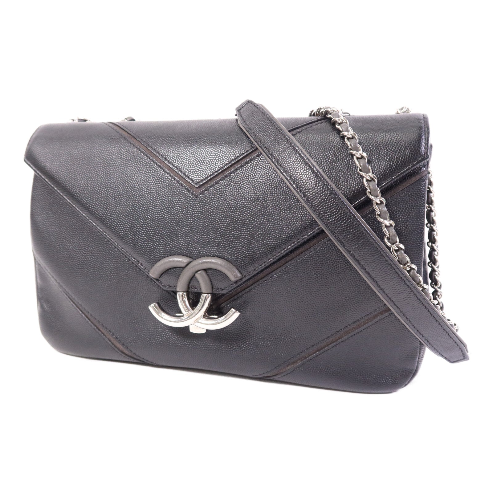 CHANEL 【激減優惠】牛皮皮革Shoulder Bag銀扣鏈帶肩背袋