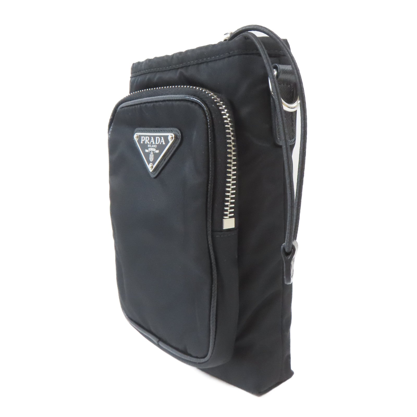 PRADA 尼龍Shoulder Bag銀扣肩背袋黑色