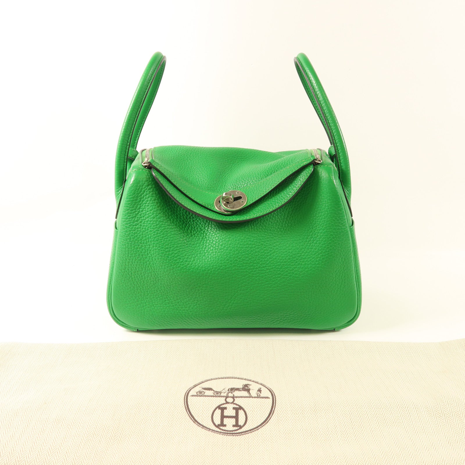 HERMES Clemence皮革Lindy 26手挽肩背兩用袋Green