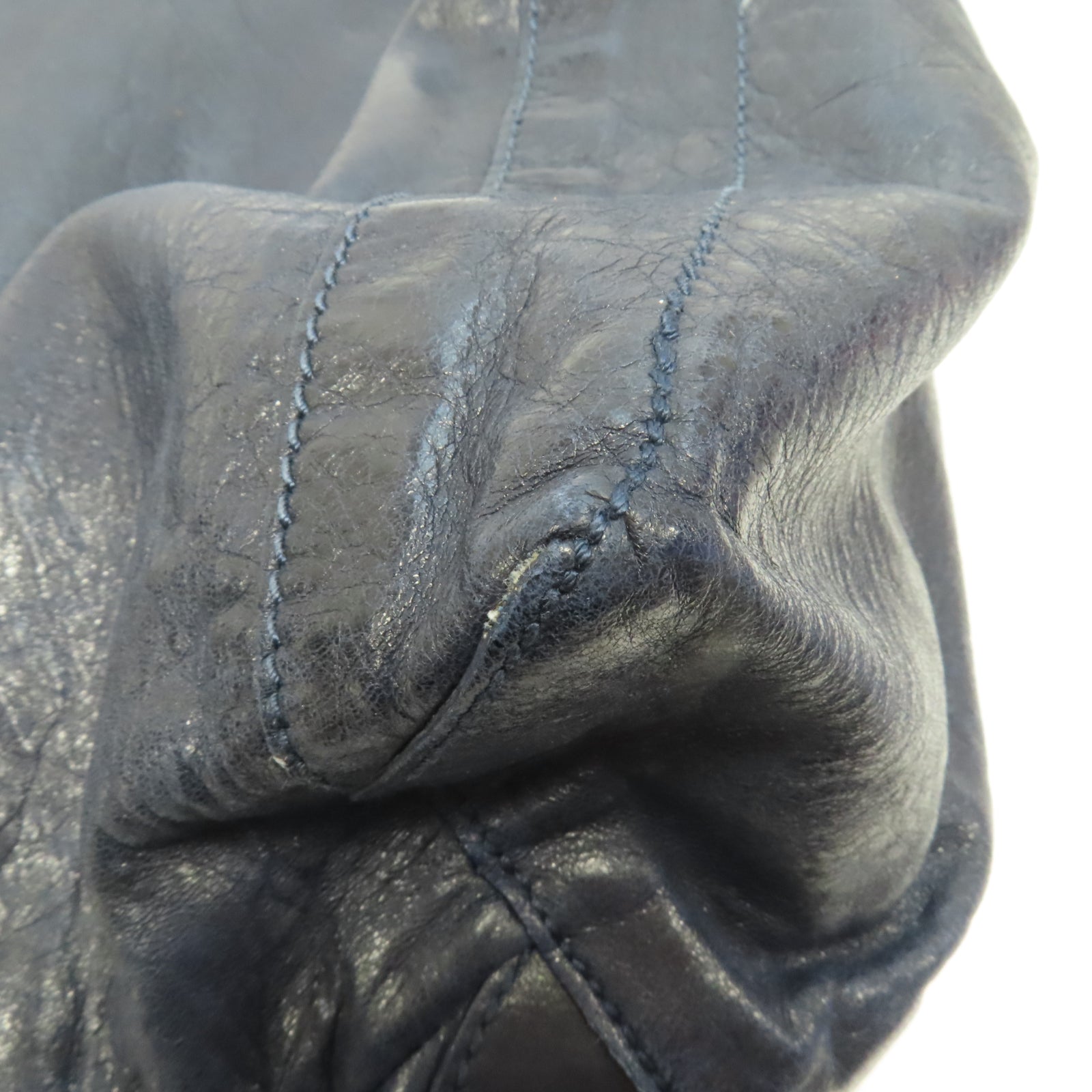 BALENCIAGA 牛皮皮革Gaint Day金扣肩背袋藍色