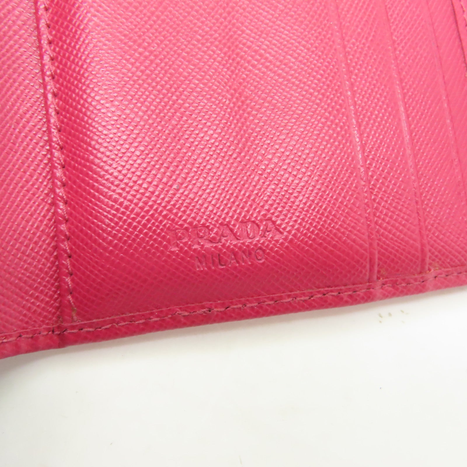 PRADA 【清倉大減價】牛皮皮革Wallet金扣錢包粉紅色