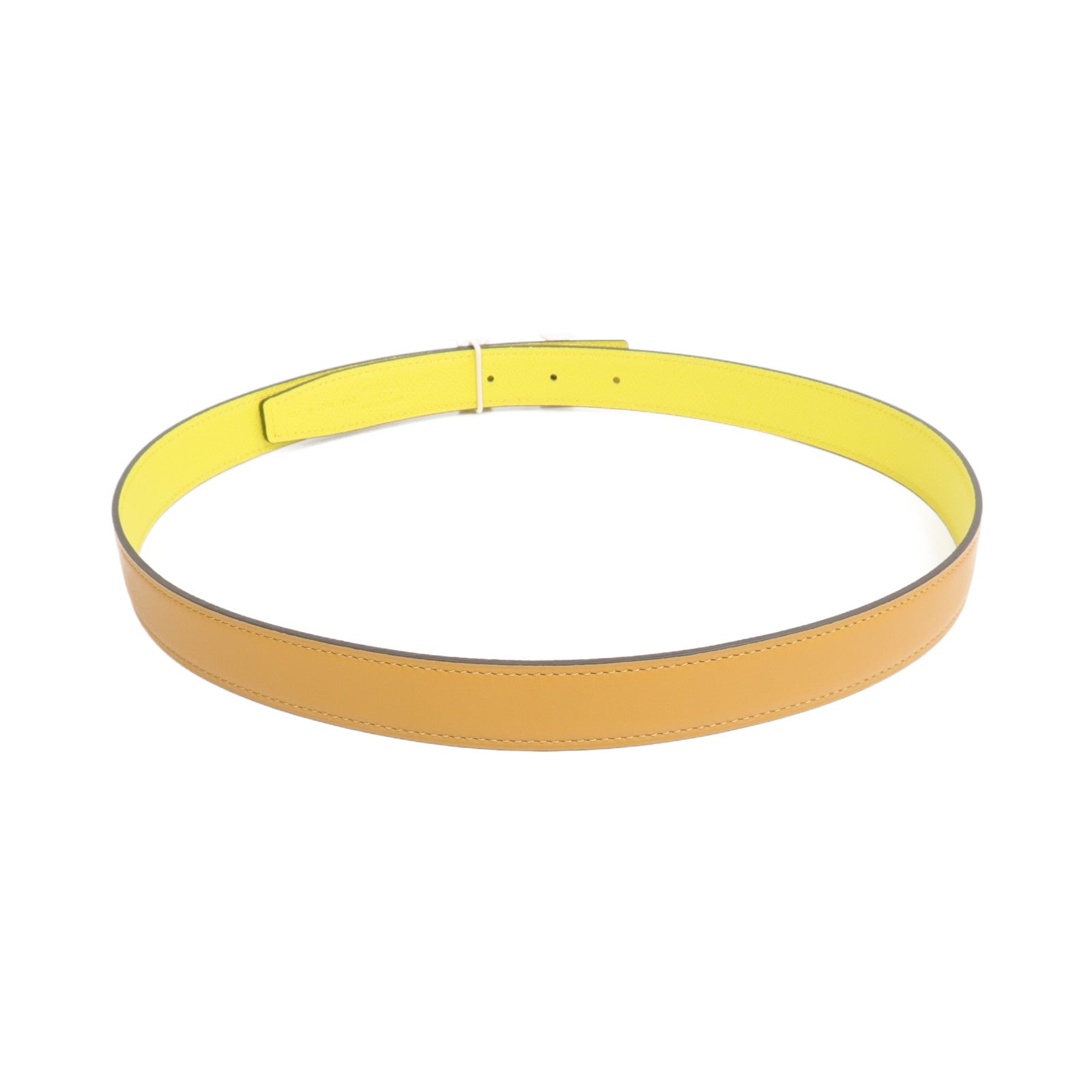 HERMES Swift/Epsom皮革Belt腰帶Biscuit/Jaune Citron