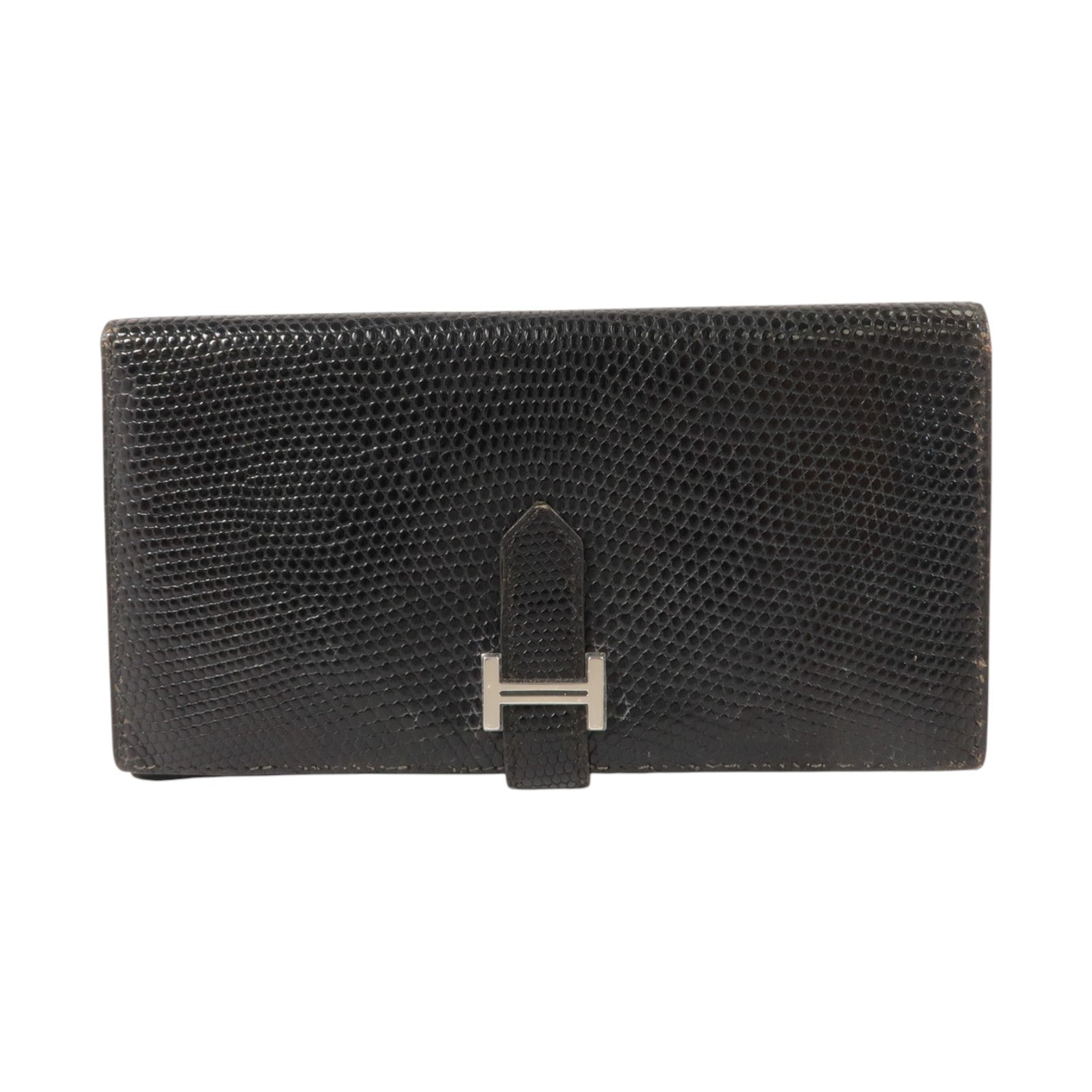HERMES 蜥蝪皮革Bearn Long Wallet長錢包Noir
