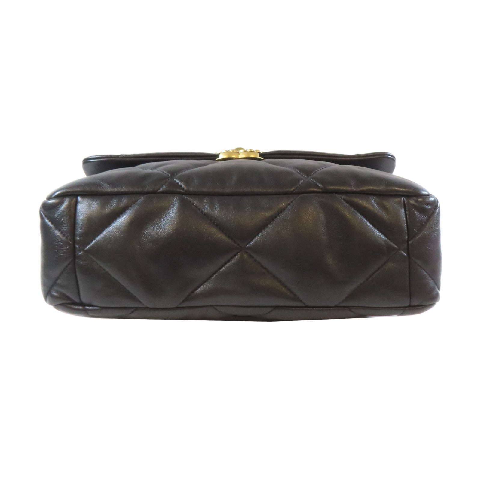 CHANEL 【激減優惠】菱格羊皮皮革C19 Large Chain Shoulder Bag金扣手挽肩背兩用袋黑色