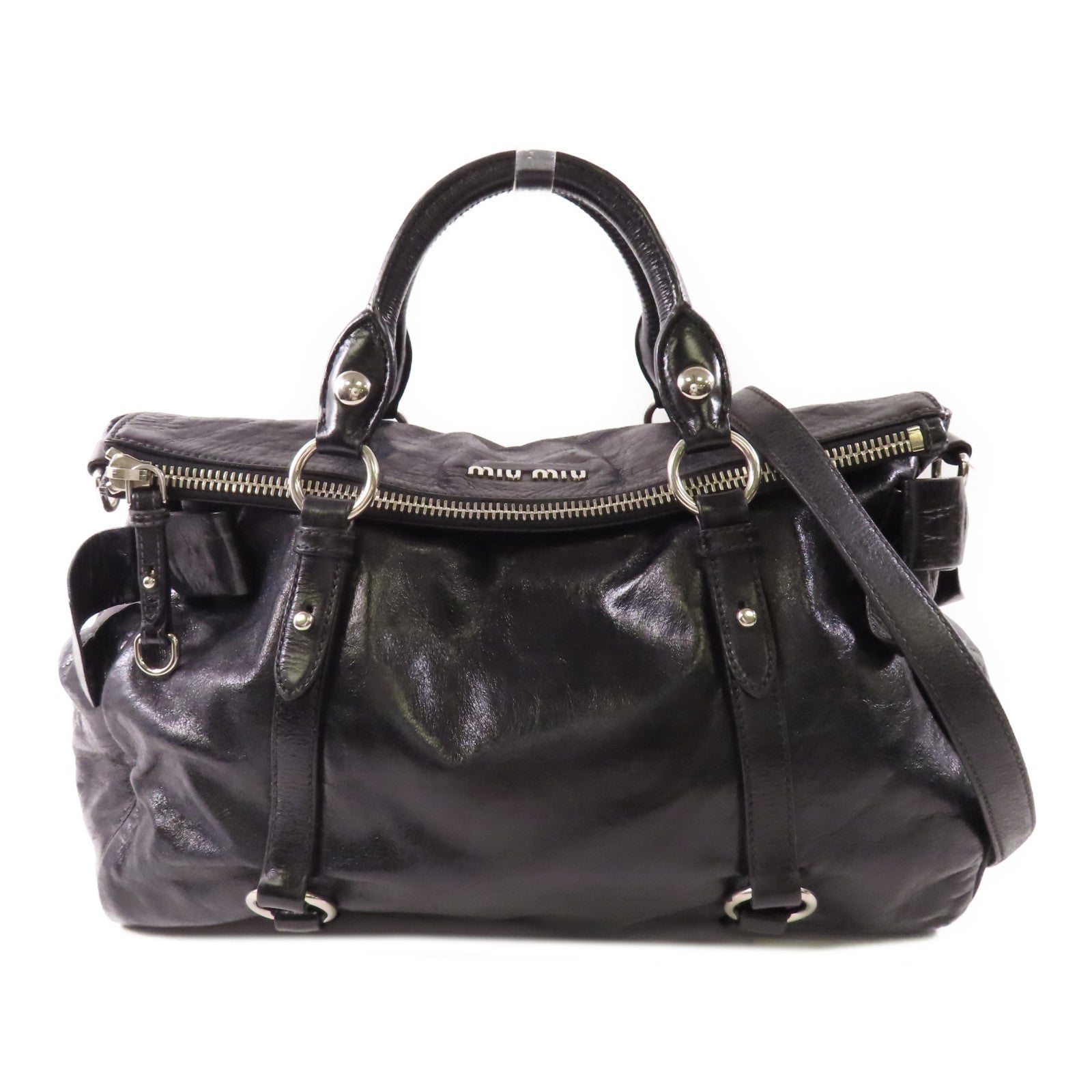 Miu Miu 牛皮皮革Shoulder Bag銀扣手挽肩背兩用袋