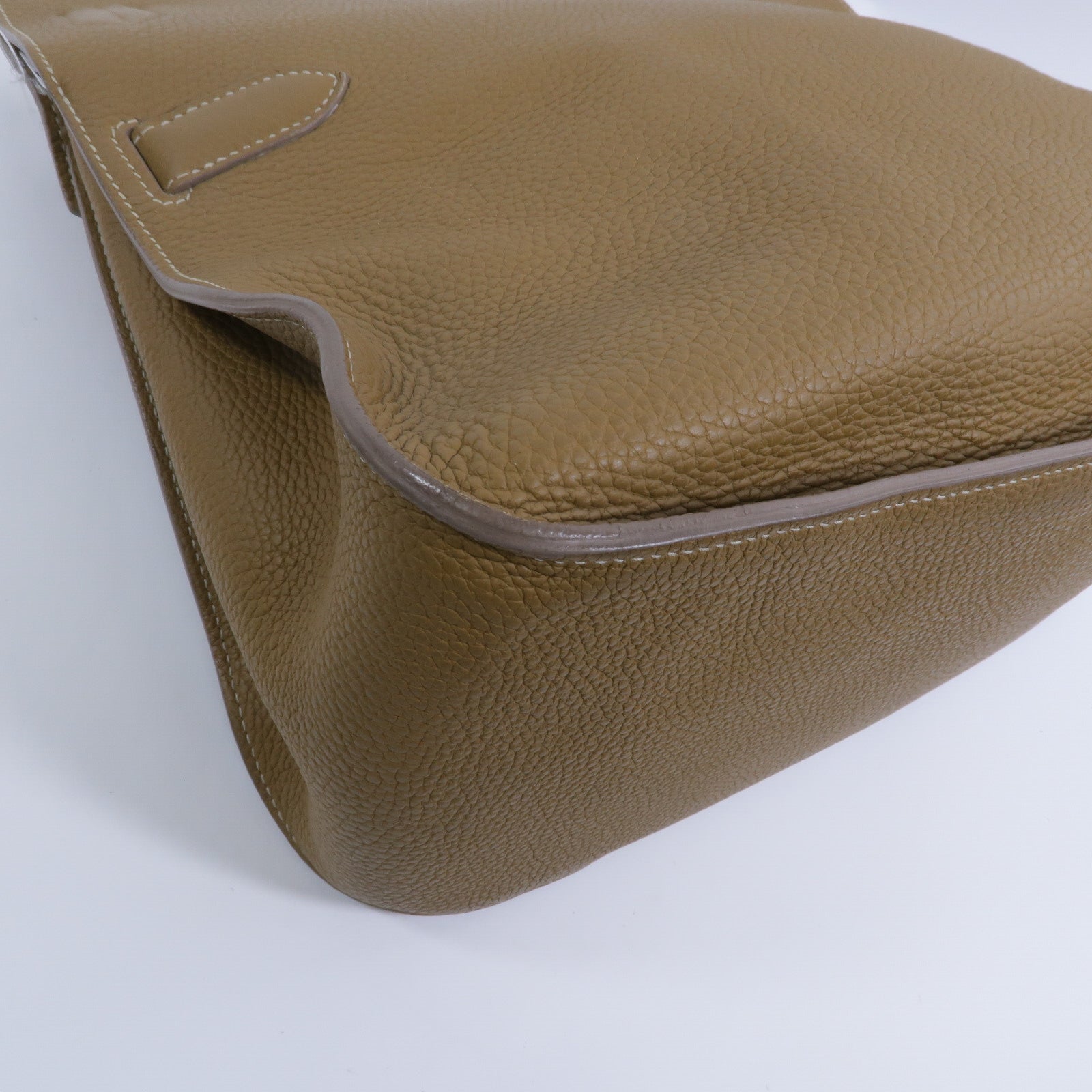 HERMES Clemence皮革Jypesiere 34肩背袋Kraft/Gris Pearl
