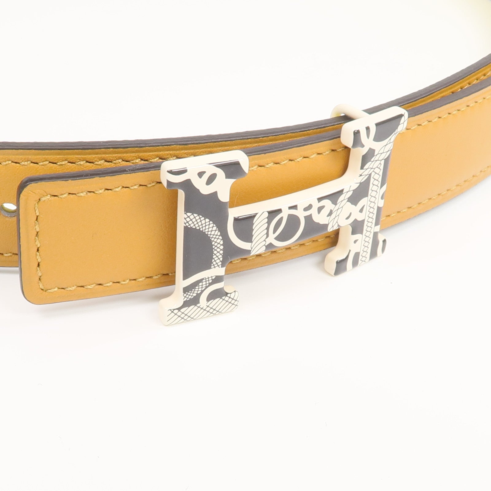 HERMES Swift/Epsom皮革Belt腰帶Biscuit/Jaune Citron
