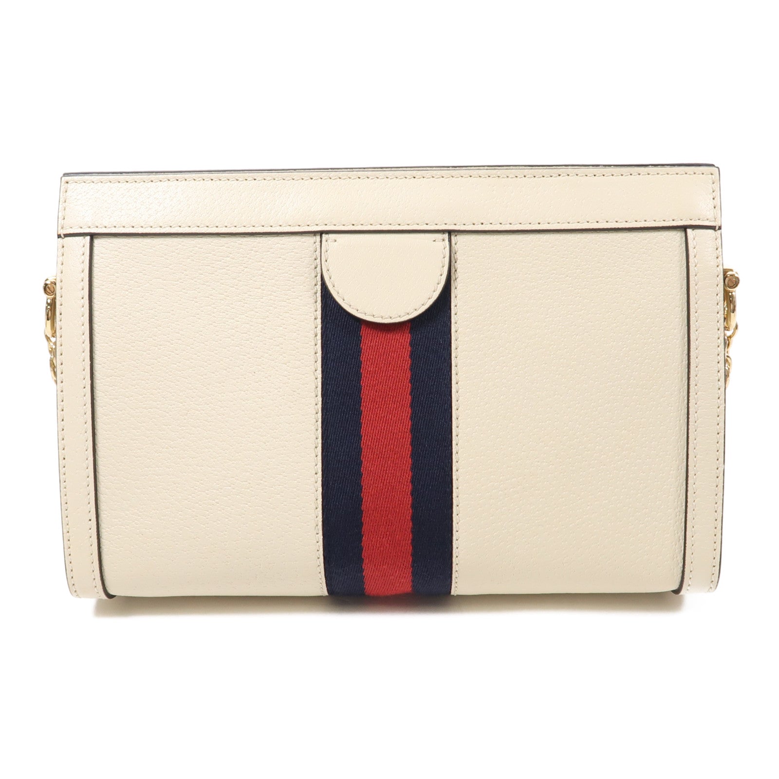 GUCCI GG GHW Ophidia GG Chain Shoulder Bag Calfskin Leather 503877 White