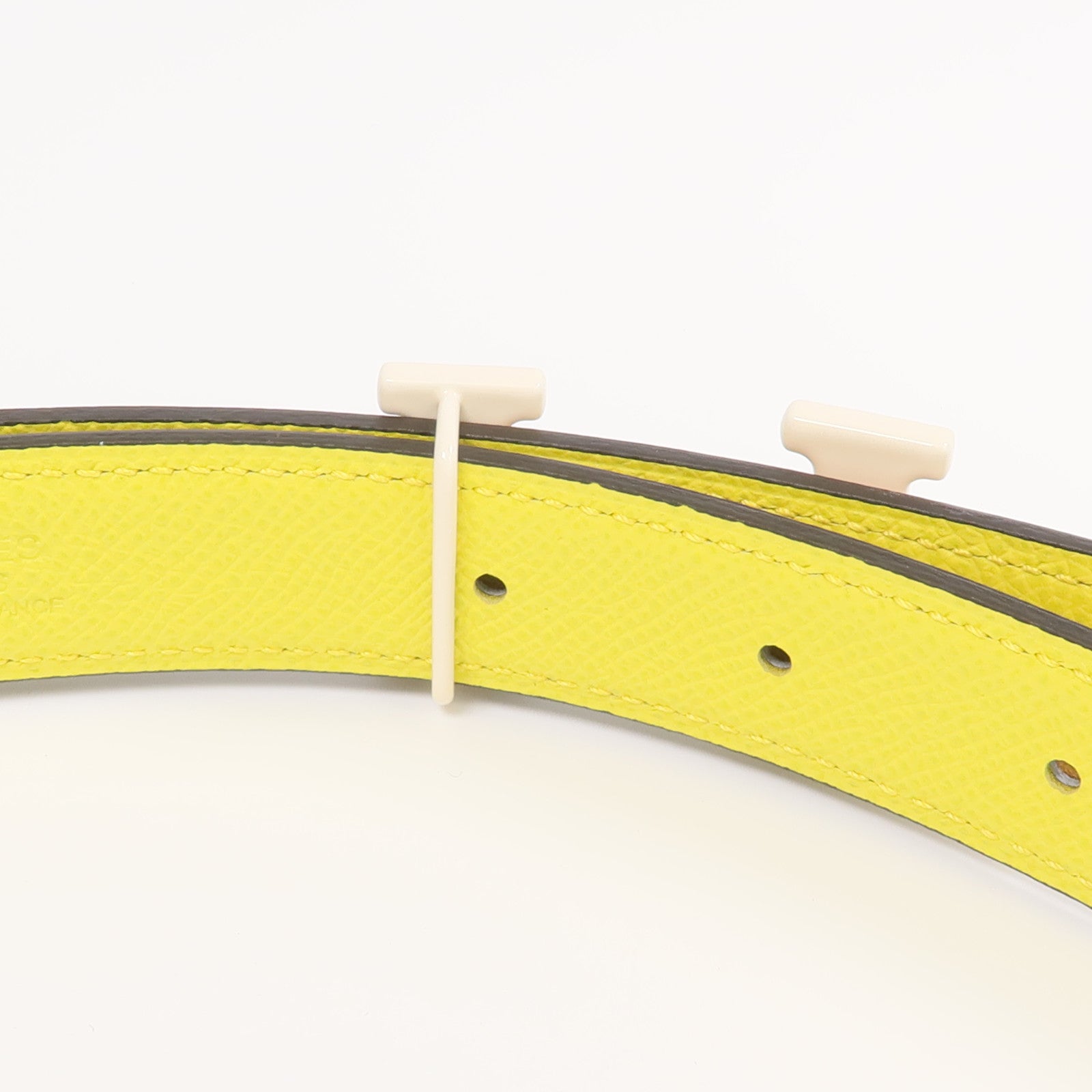 HERMES Swift/Epsom皮革Belt腰帶Biscuit/Jaune Citron