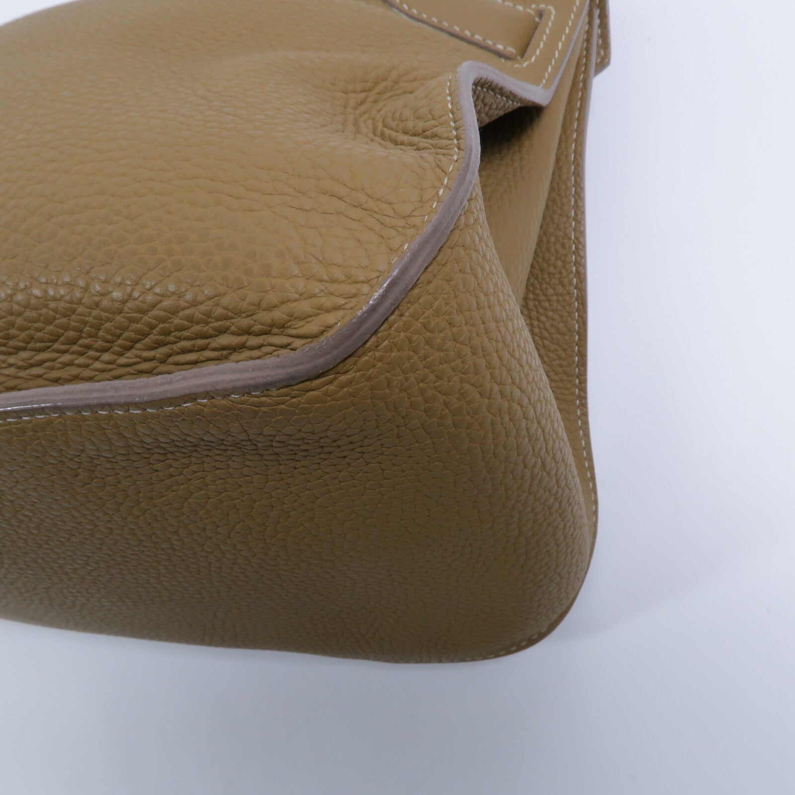 HERMES Clemence皮革Jypesiere 34肩背袋Kraft/Gris Pearl