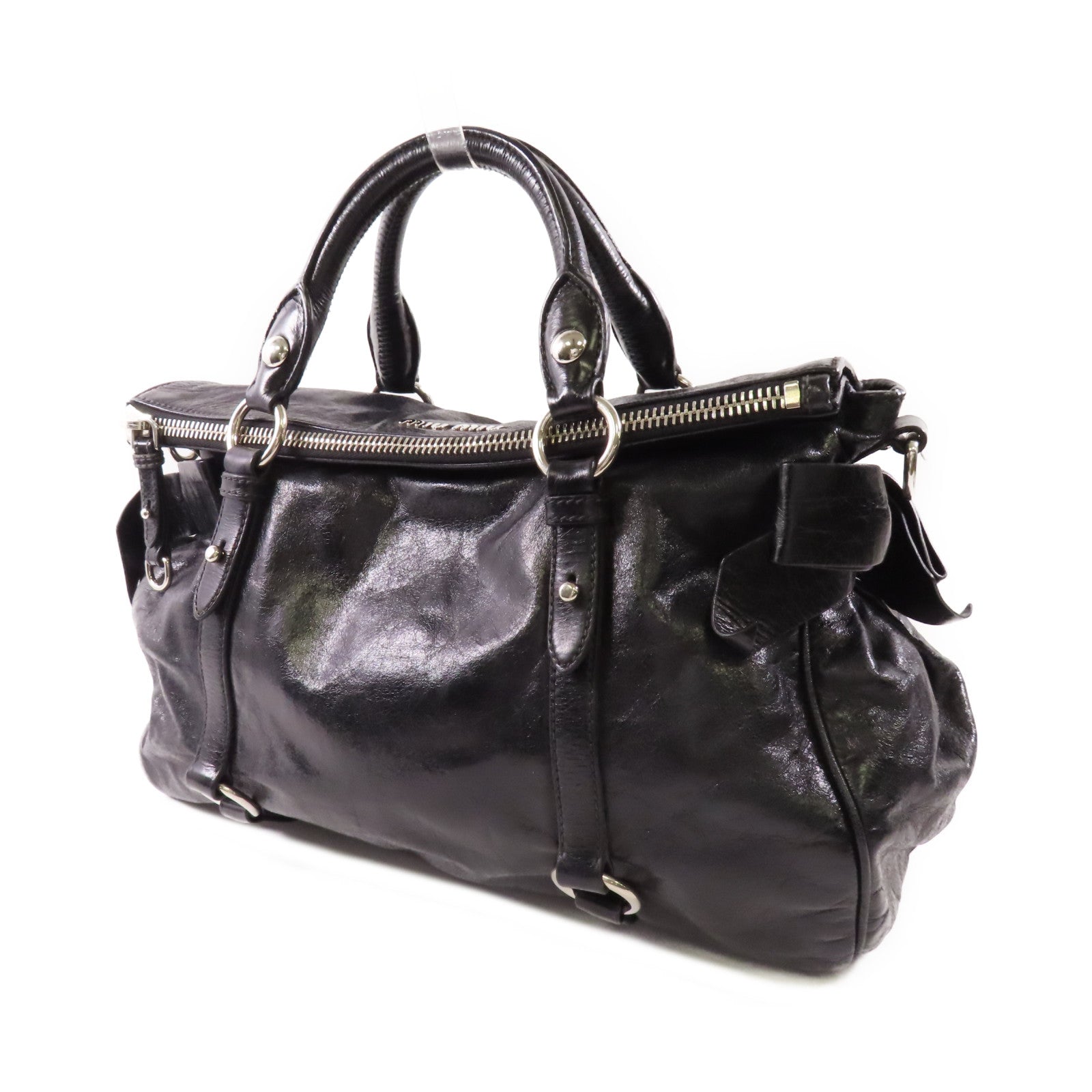 Miu Miu 牛皮皮革Shoulder Bag銀扣手挽肩背兩用袋