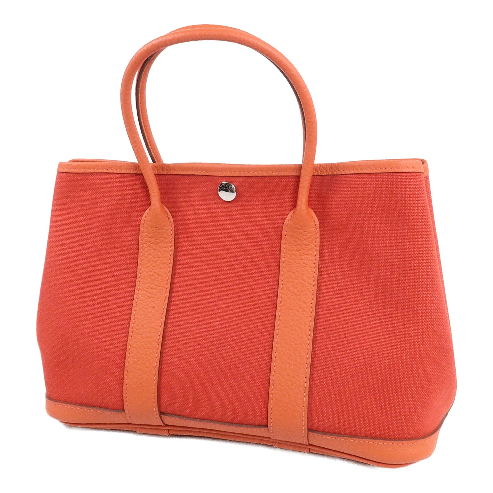 HERMES 帆布Garden Party TPM手挽袋Orange Poppy/Capucin