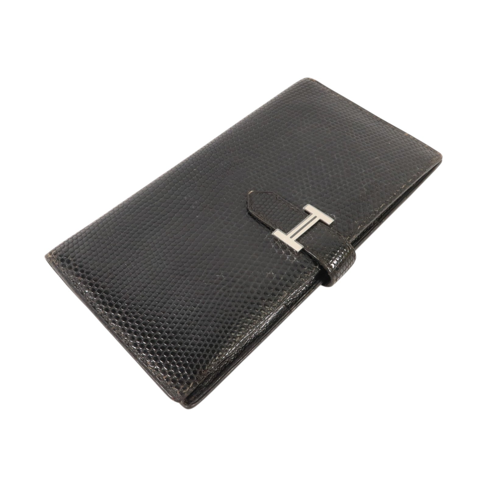 HERMES 蜥蝪皮革Bearn Long Wallet長錢包Noir