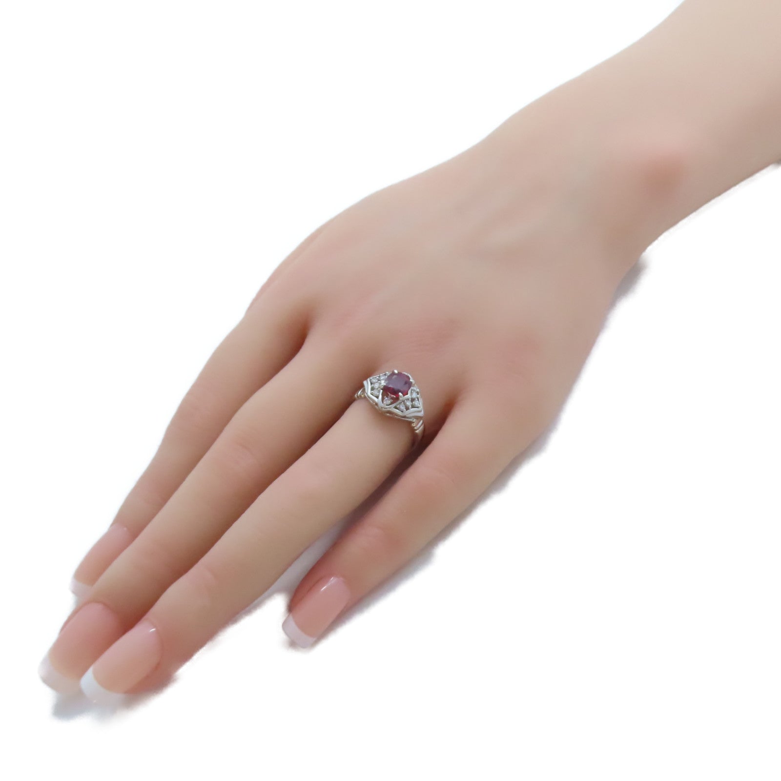 JEWELRY PT900鉑金/0.21ct紅寶石Ruby Ring戒指US#5.75