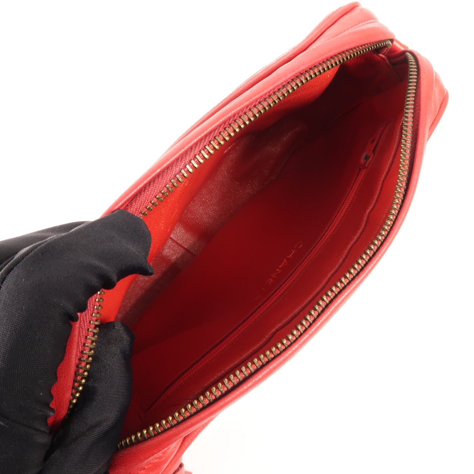 CHANEL 羊皮皮革Chain Shoulder金扣鏈帶肩背袋