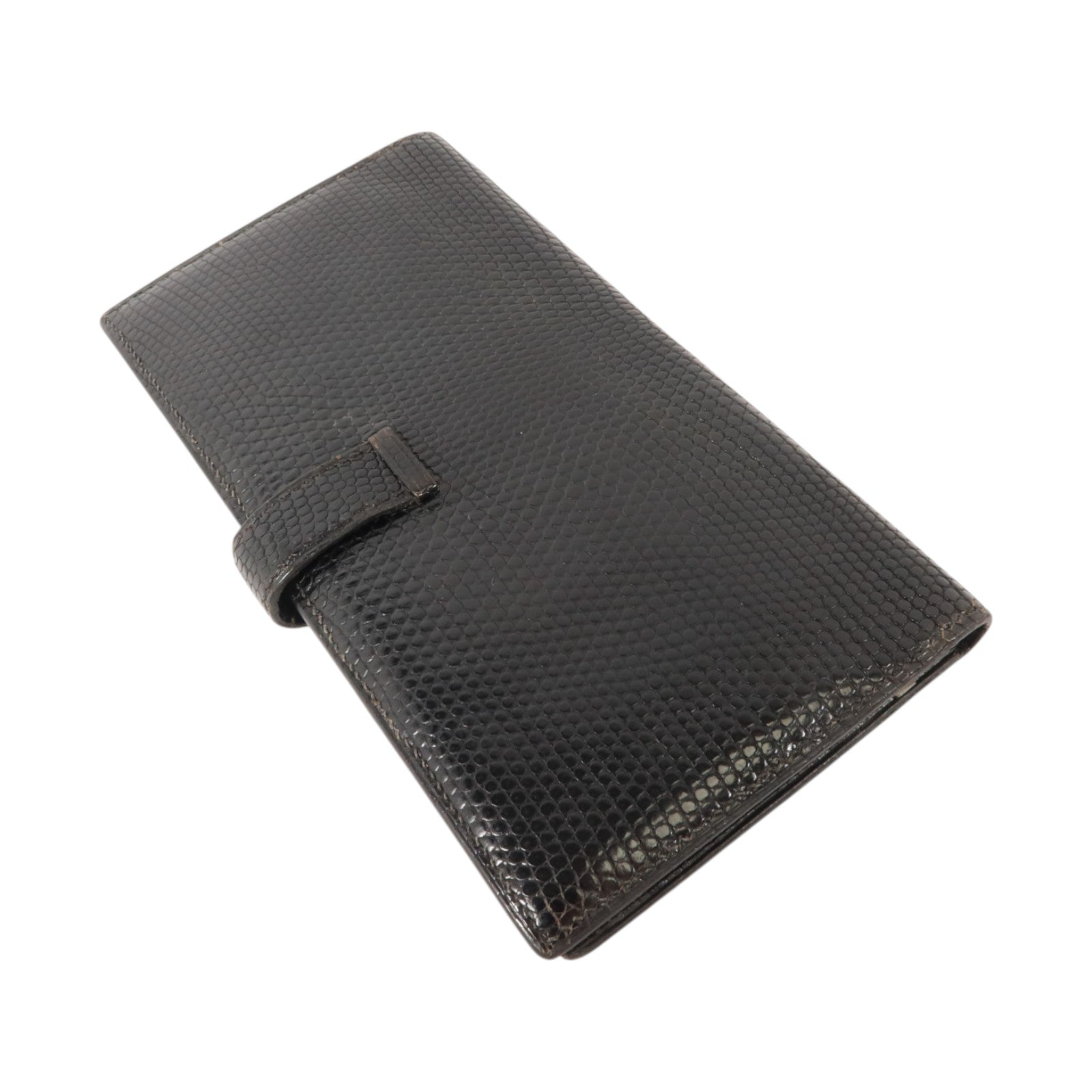 HERMES 蜥蝪皮革Bearn Long Wallet長錢包Noir