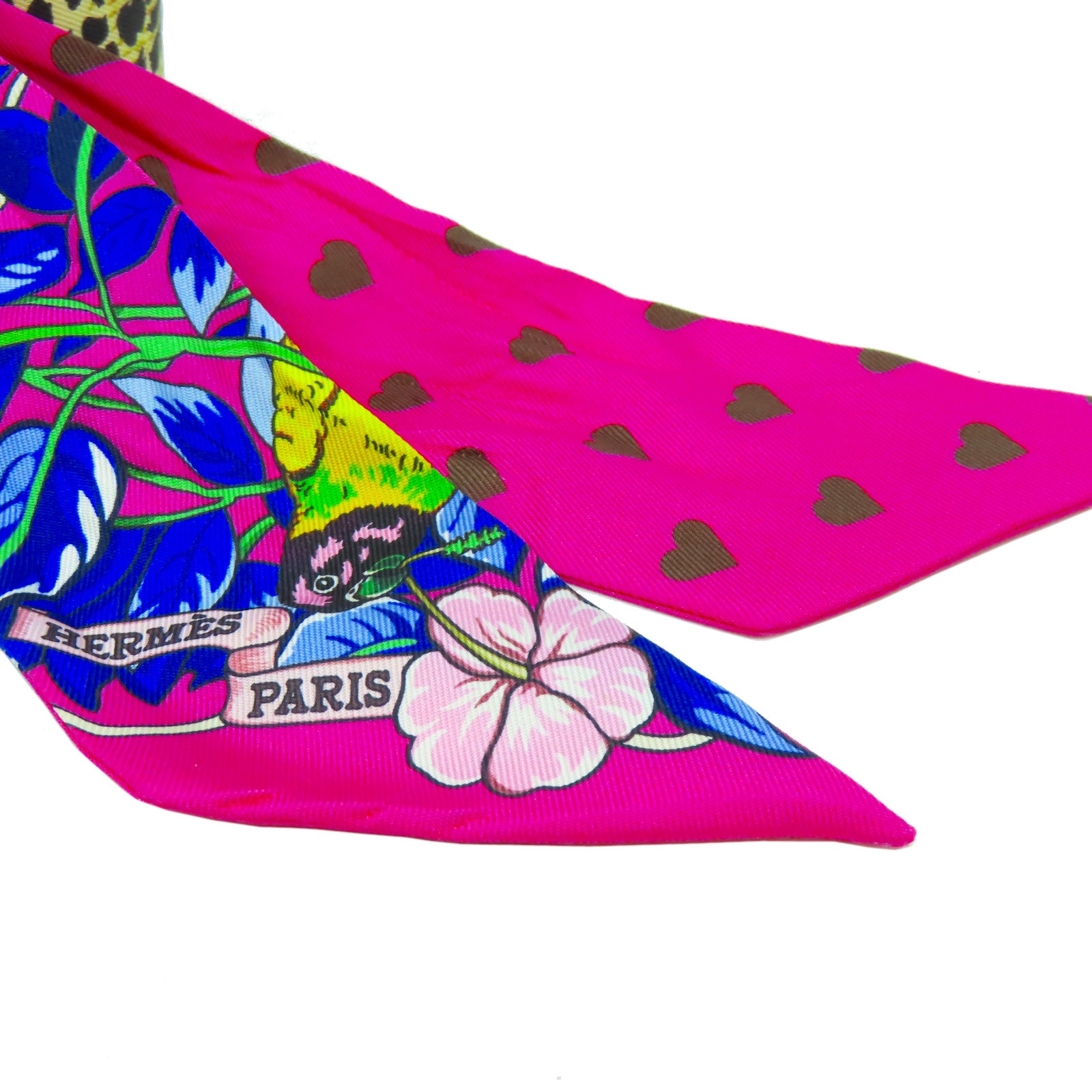 HERMES 【激減優惠】絲質Twilly絲巾粉紅色/金色