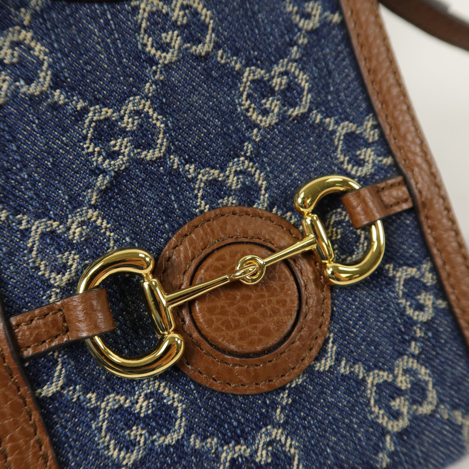 GUCCI 牛仔布1955 Horsebit Mini肩背袋