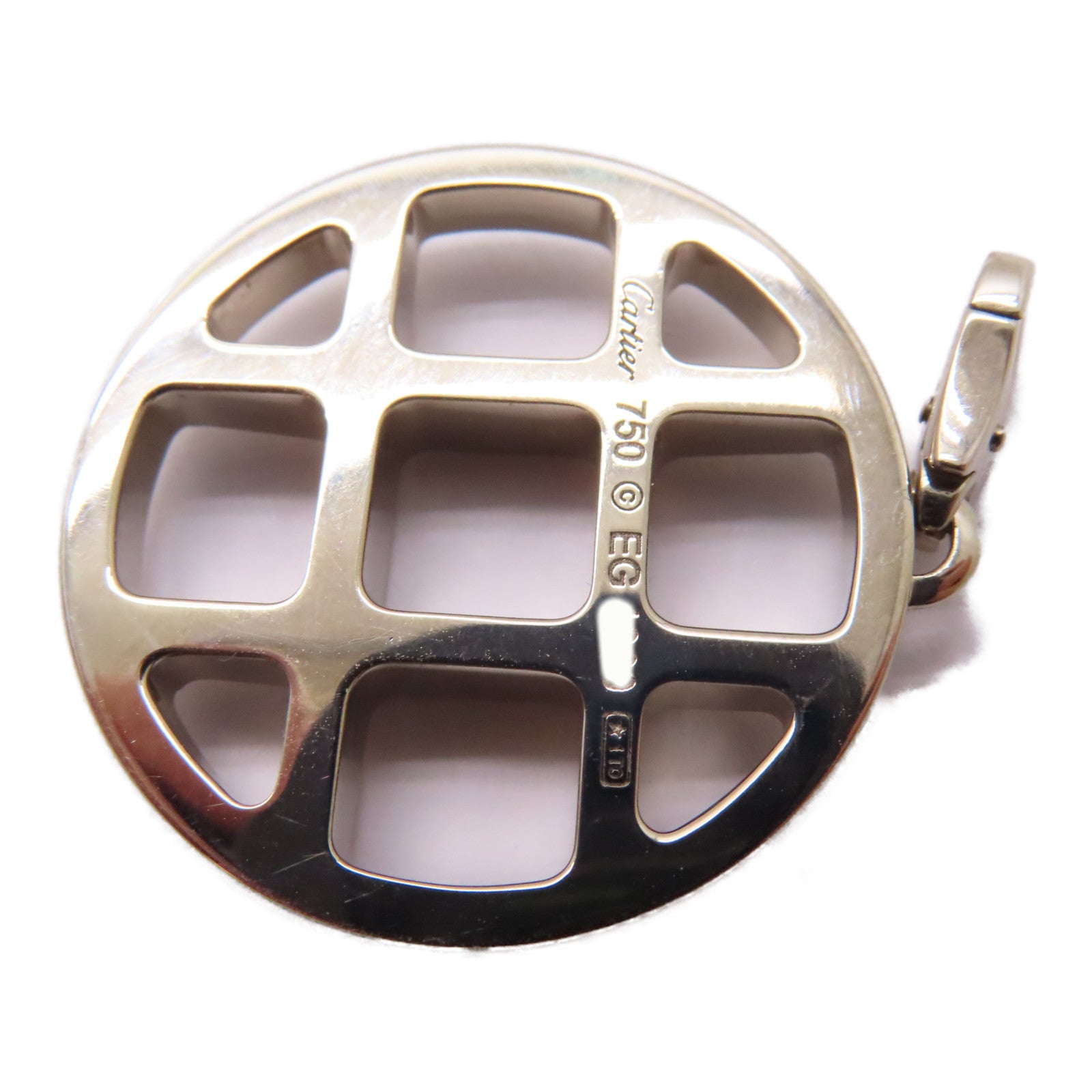 CARTIER 18K白金Pasha Grid Charm掛飾銀色