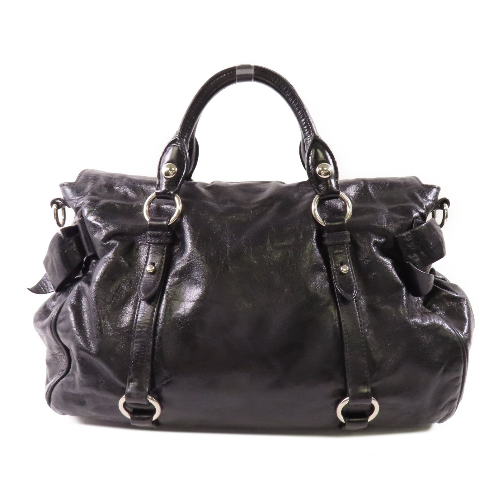 Miu Miu 牛皮皮革Shoulder Bag銀扣手挽肩背兩用袋