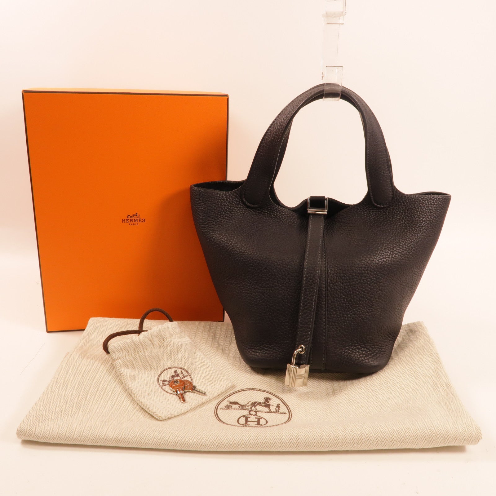 HERMES Clemence皮革Picotin PM銀扣手挽袋