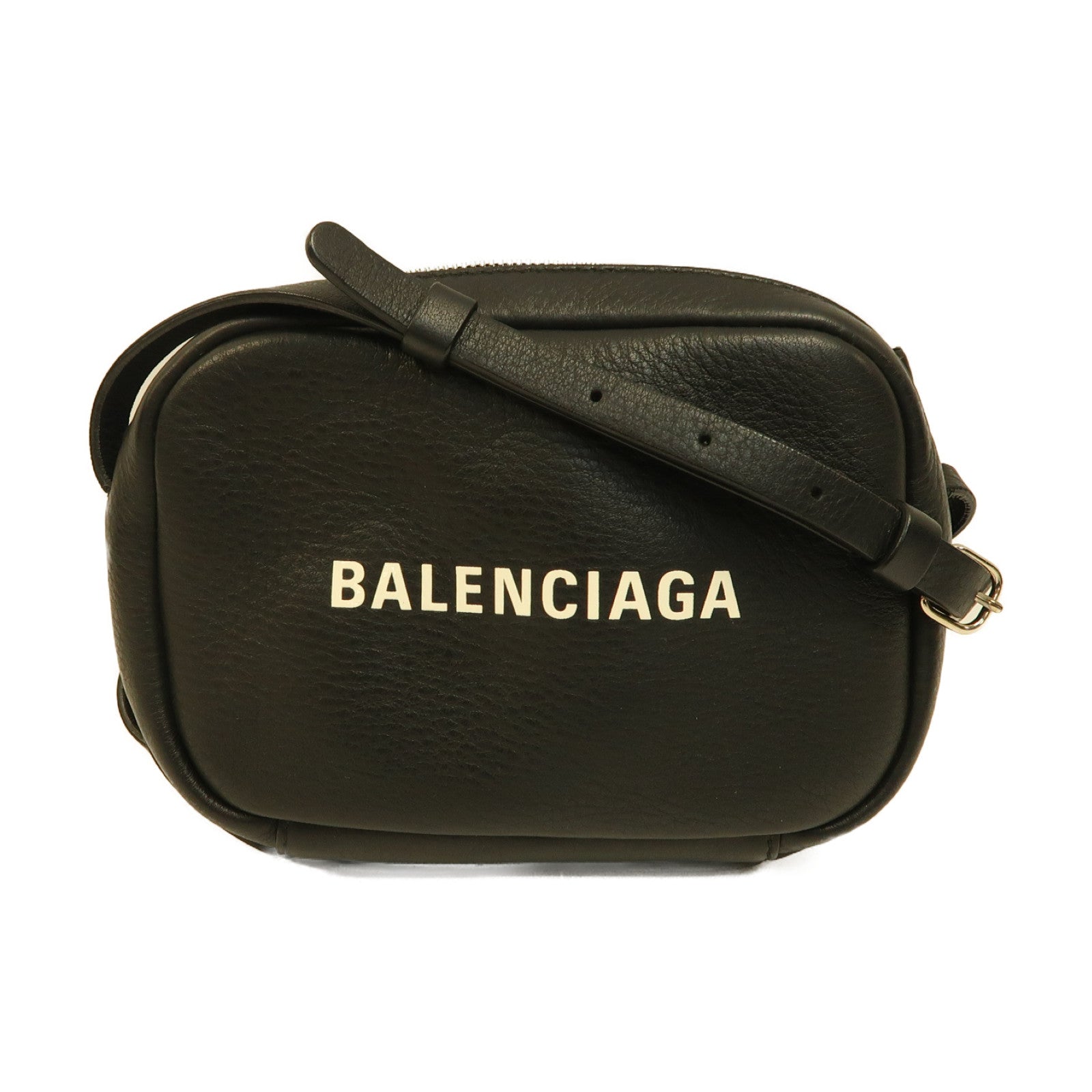 BALENCIAGA 【激減優惠】牛皮皮革Camera Bag銀扣肩背袋黑色