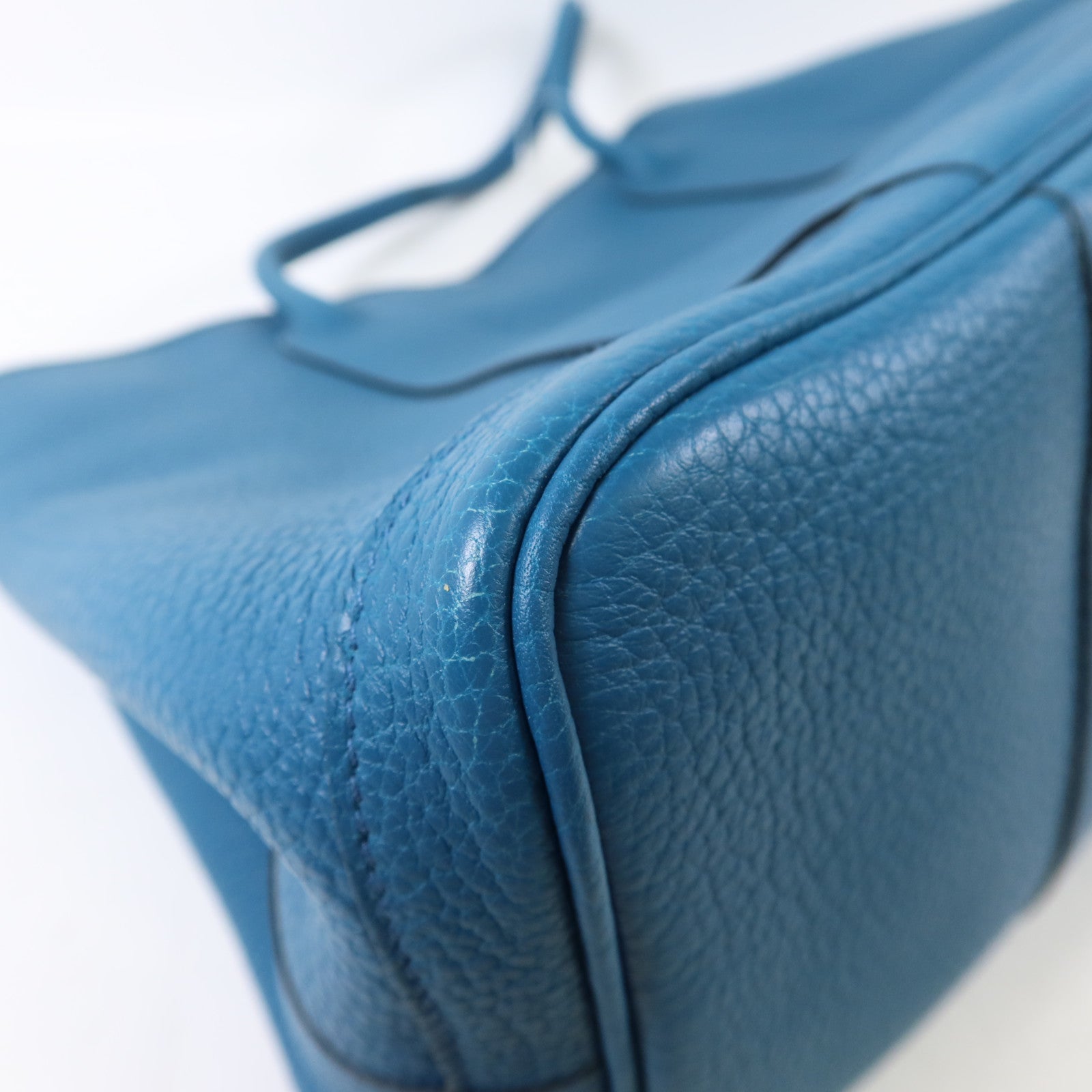 HERMES Negonda皮革Garden Party PM銀扣手挽袋Turquoise