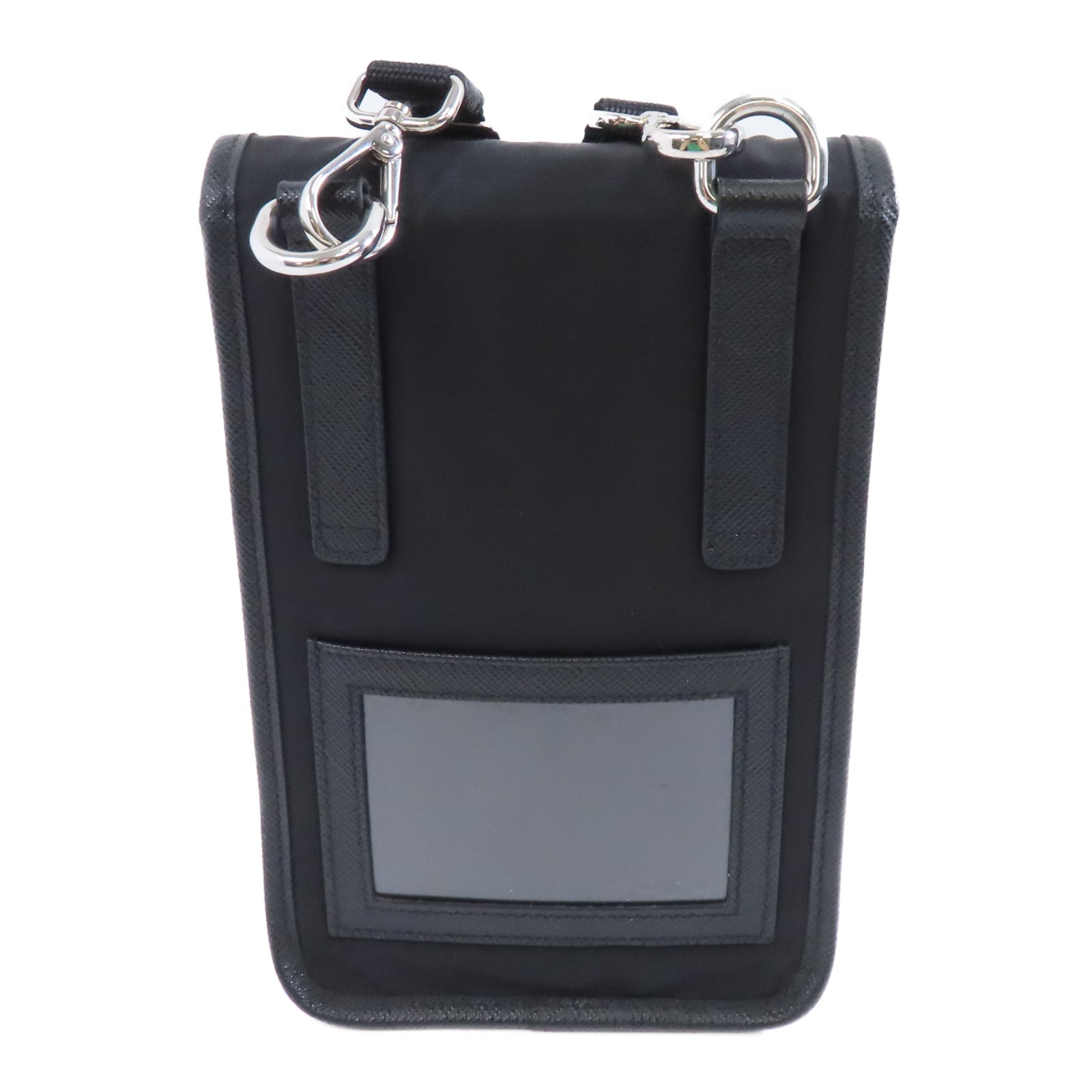 PRADA 尼龍/皮革Phone Holder Shoulder Bag銀扣手機袋斜孭袋黑色