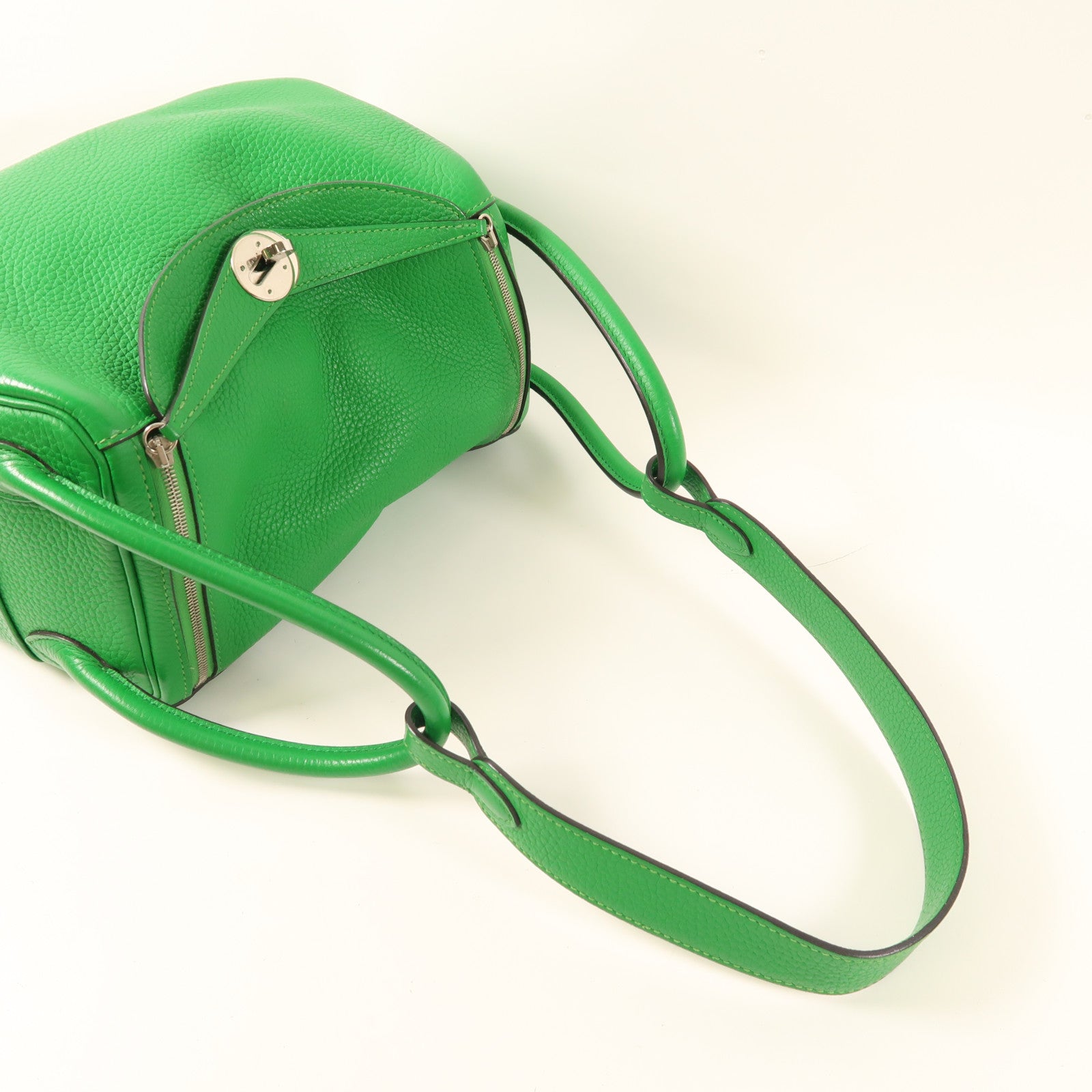 HERMES Clemence皮革Lindy 26手挽肩背兩用袋Green