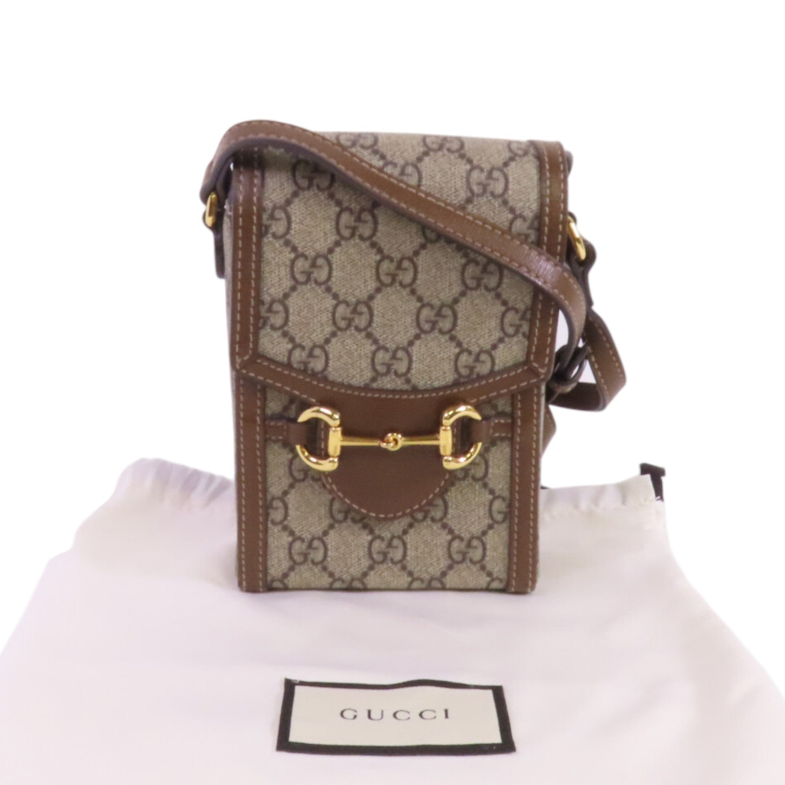 GUCCI 塗層帆布Horsebit 1955 Mini金扣肩背袋