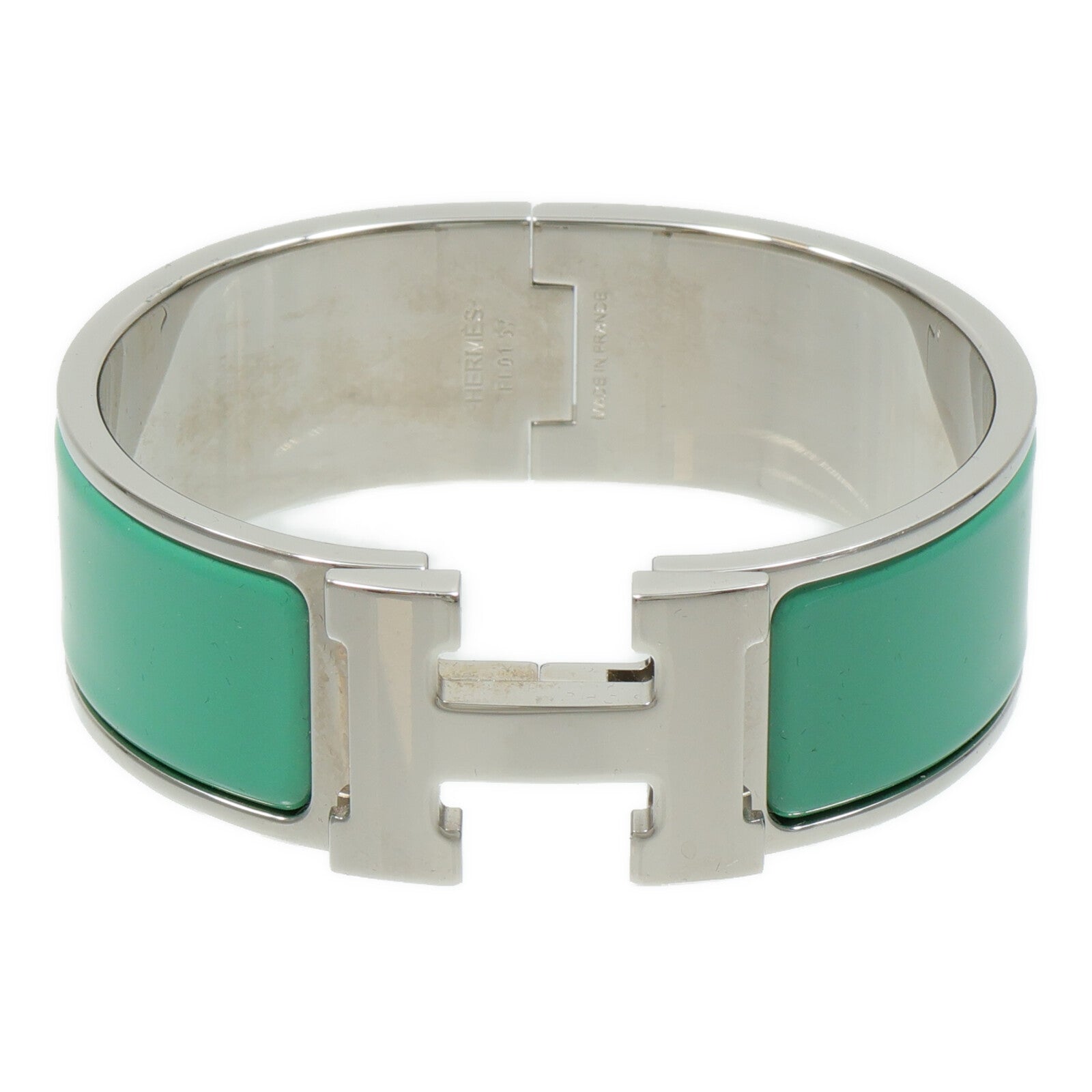 HERMES 金屬/琺瑯Clic-Clac H手鐲Vert Menthe