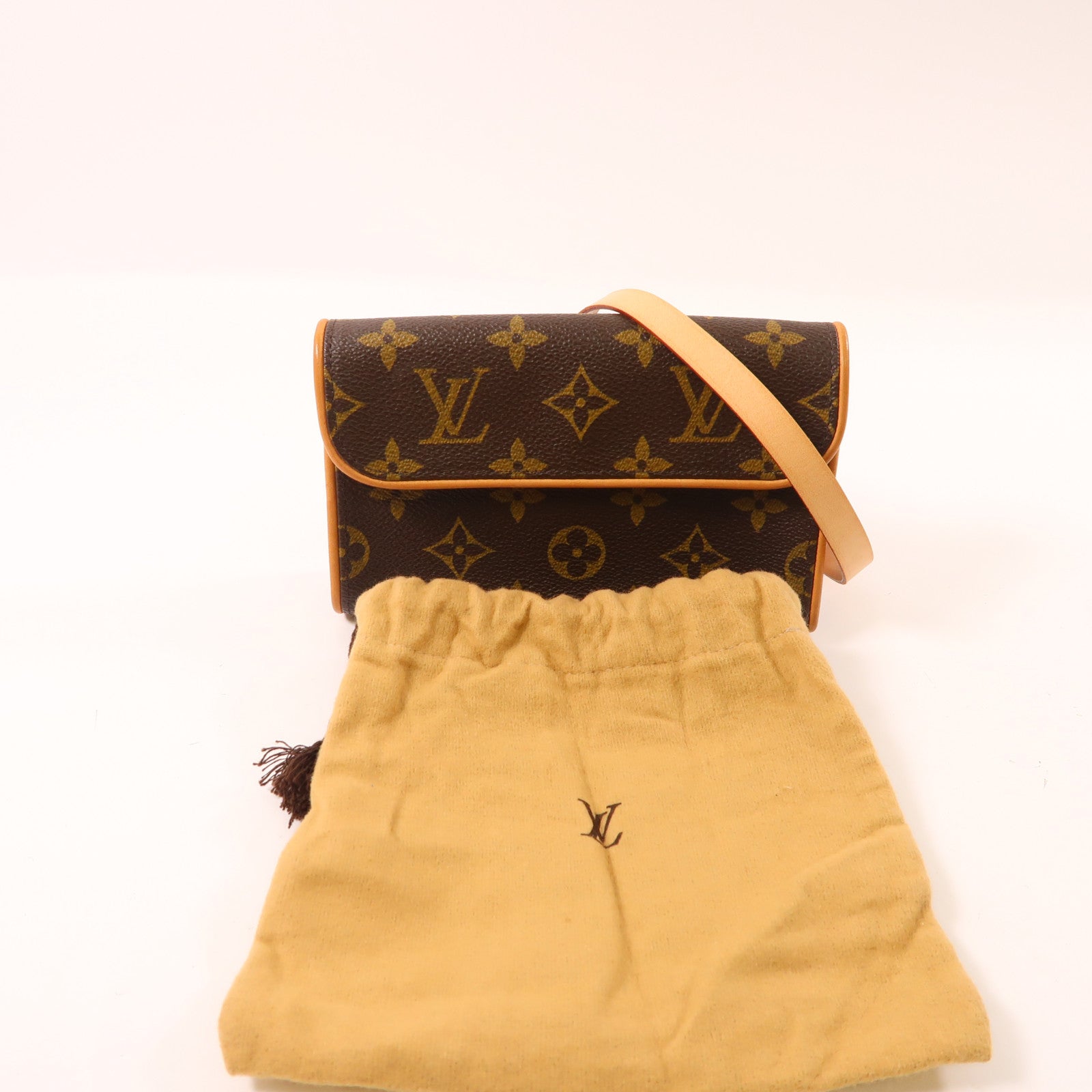 LOUIS VUITTON 【激減優惠】Monogram Pochette Florentine金扣腰包棕色