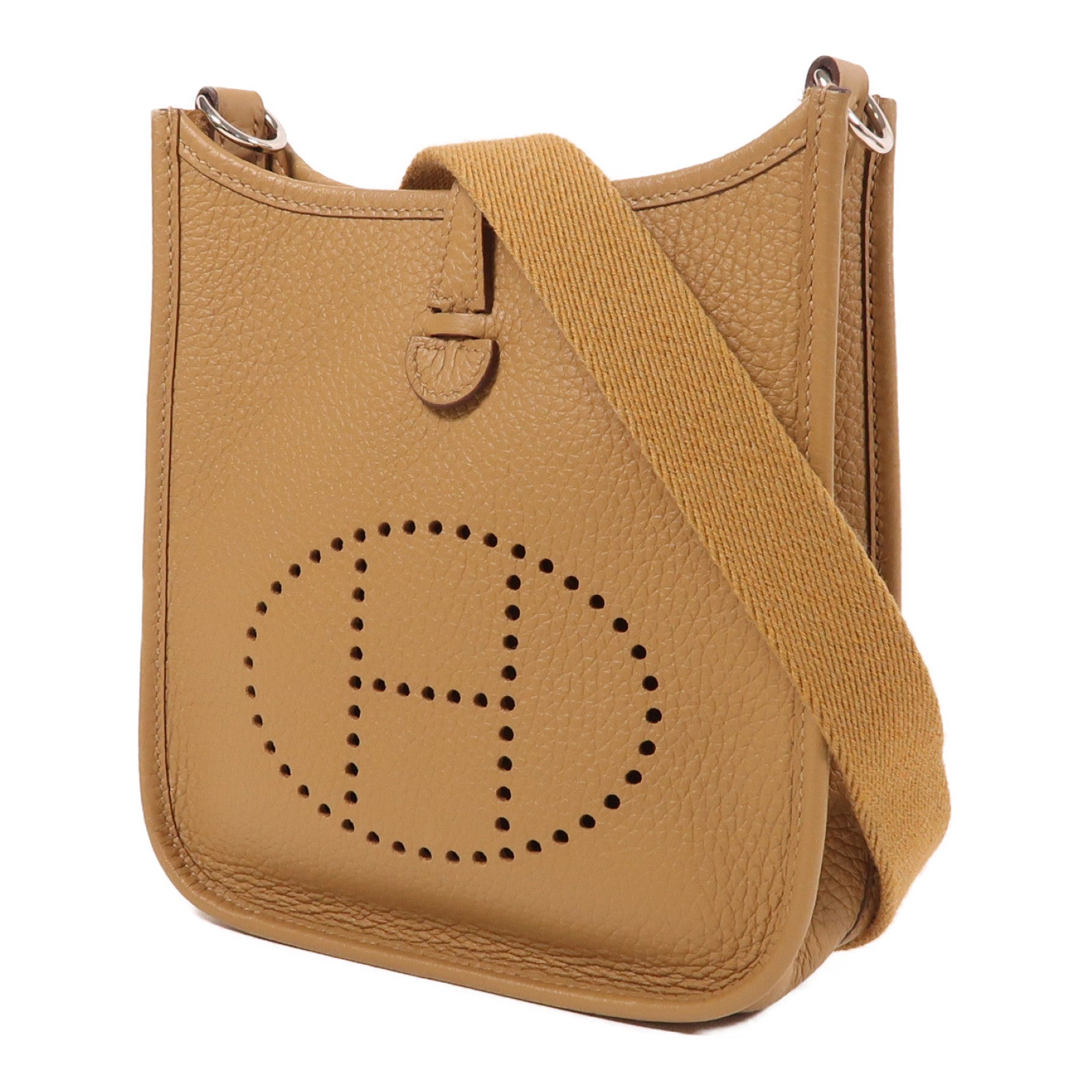 HERMES Clemence皮革Evelyne TPM銀扣肩背袋啡色
