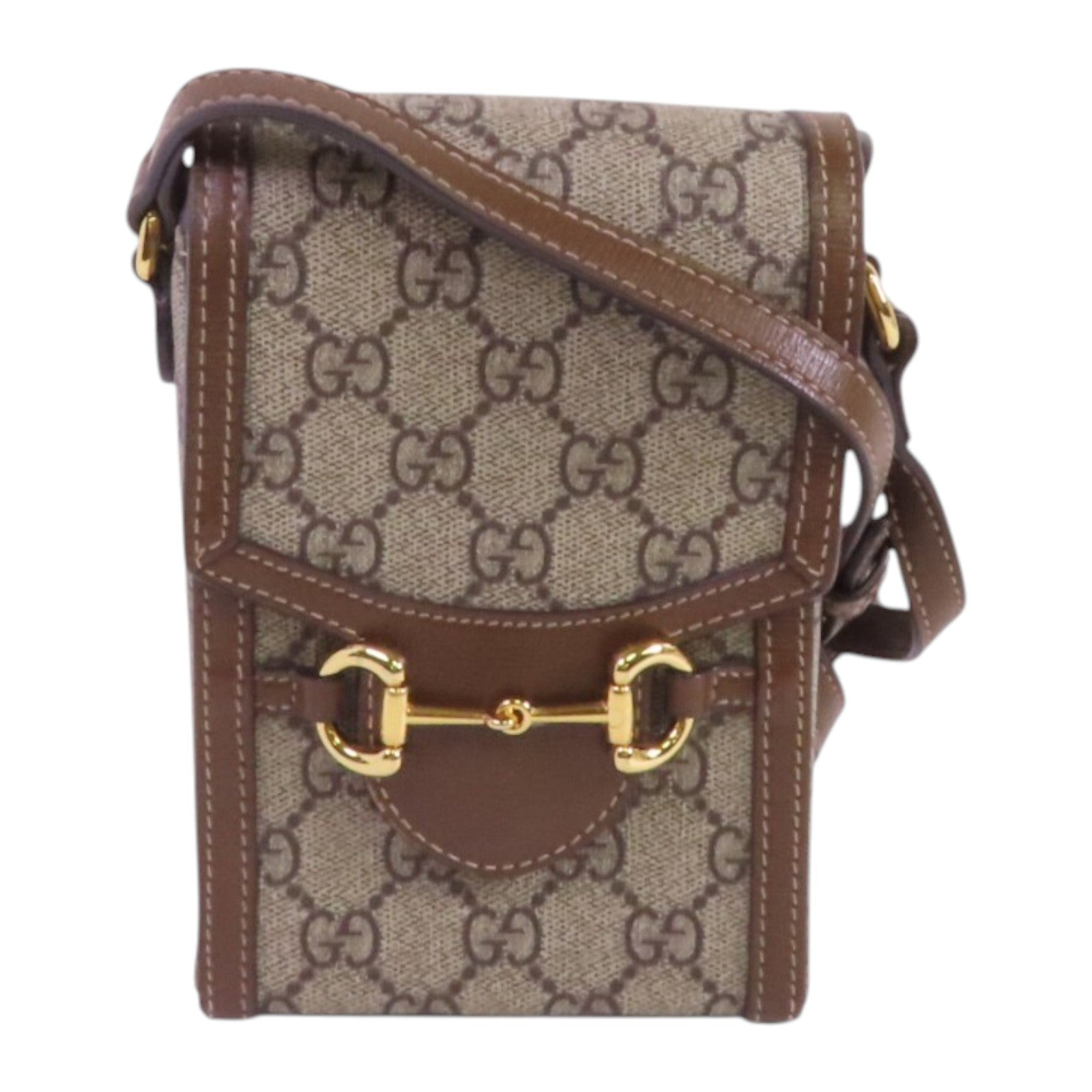 GUCCI 塗層帆布Horsebit 1955 Mini金扣肩背袋