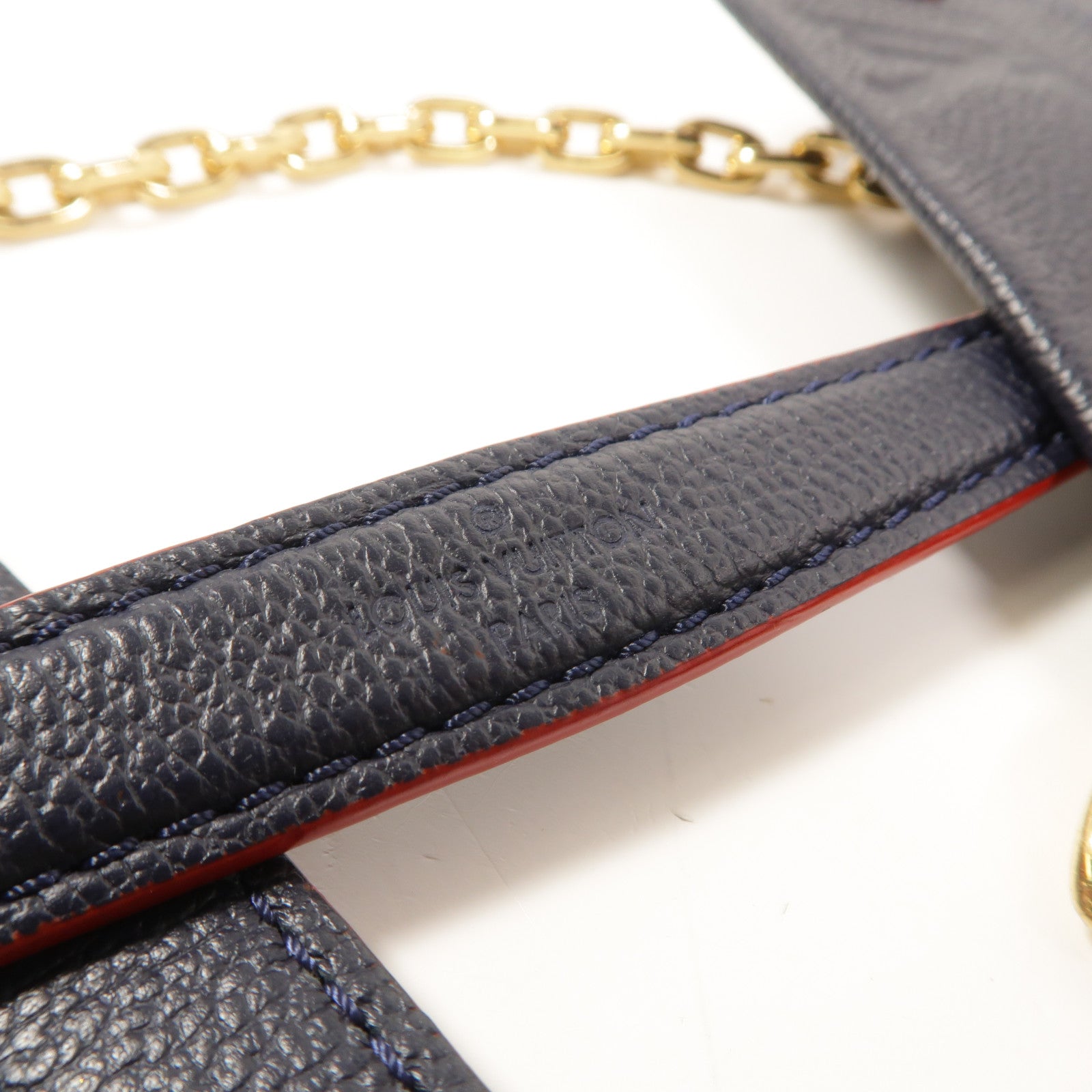 LOUIS VUITTON Monogram Empreinte Vavin PM肩背袋深藍色
