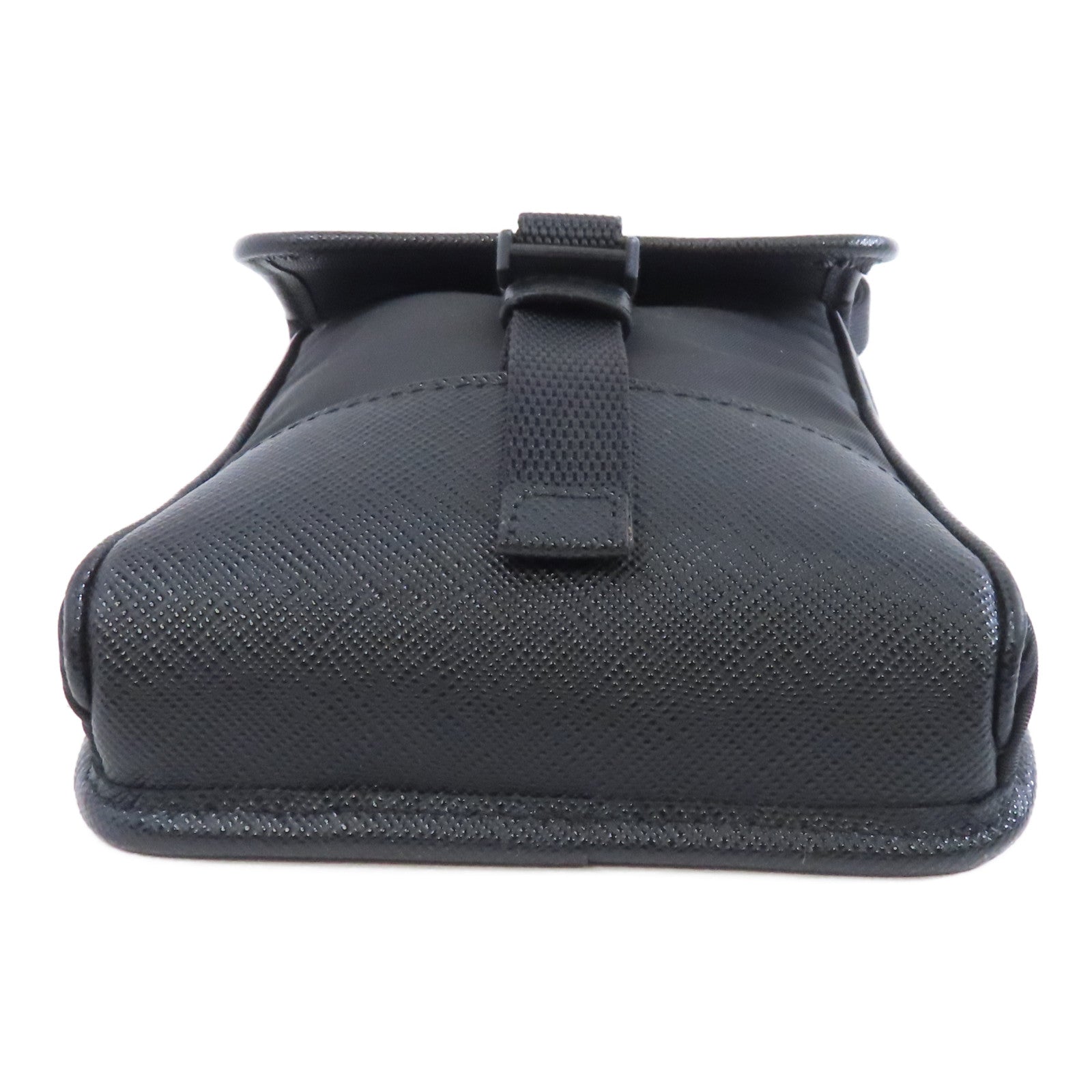 PRADA 尼龍/皮革Phone Holder Shoulder Bag銀扣手機袋斜孭袋黑色