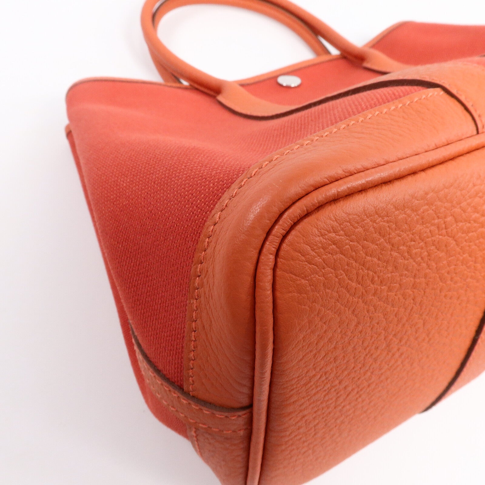 HERMES 帆布Garden Party TPM手挽袋Orange Poppy/Capucin