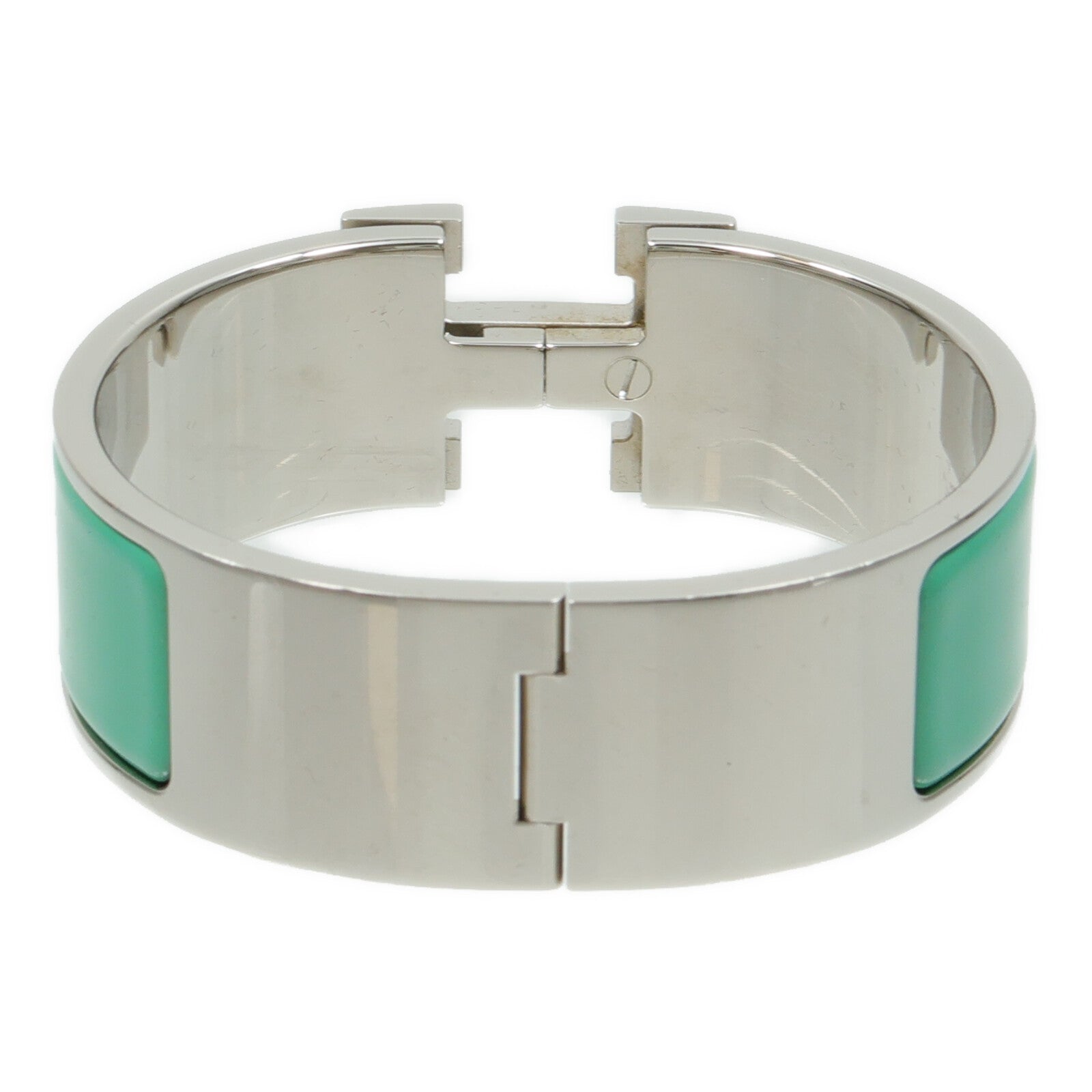 HERMES 金屬/琺瑯Clic-Clac H手鐲Vert Menthe