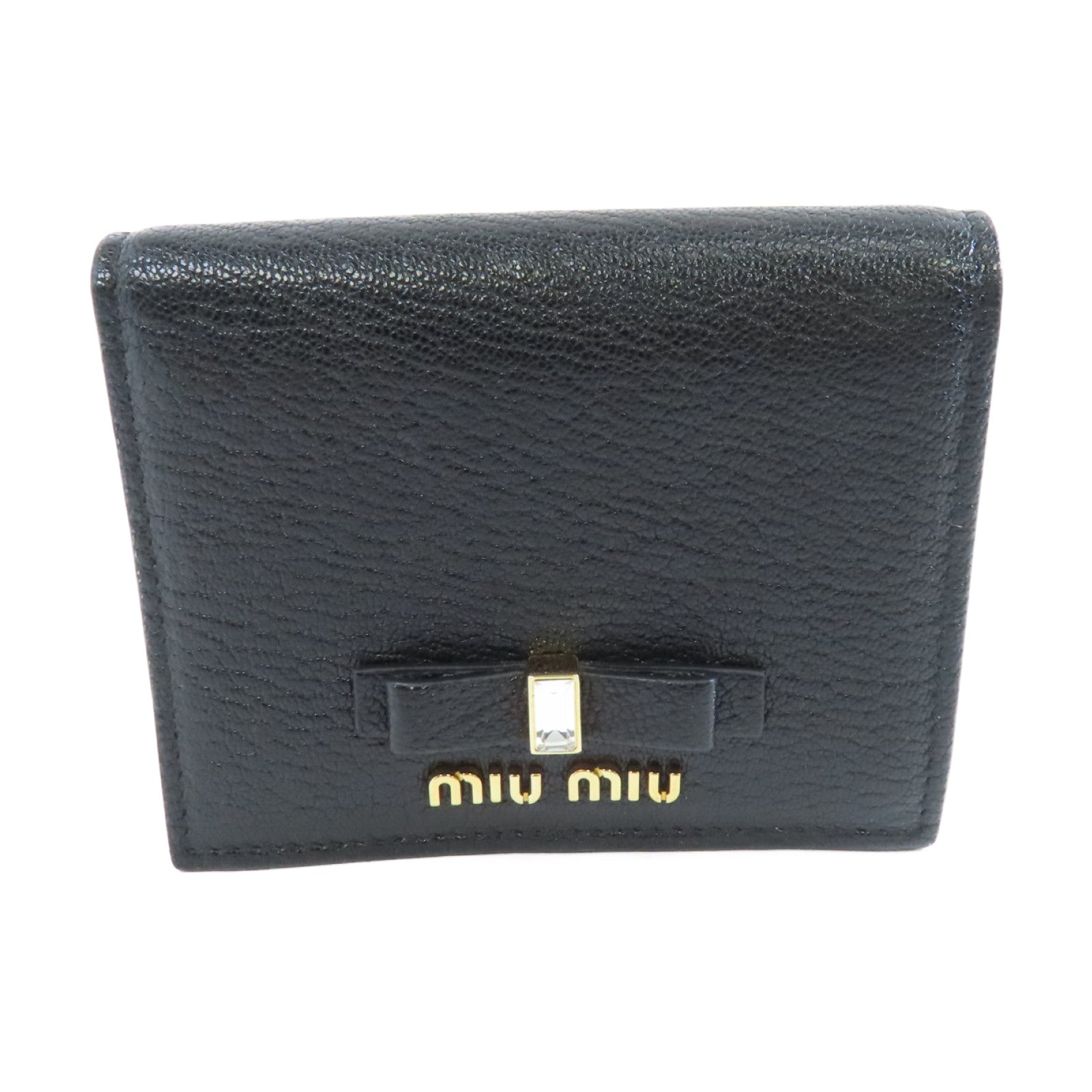 Miu Miu 牛皮皮革Wallet金扣錢包黑色