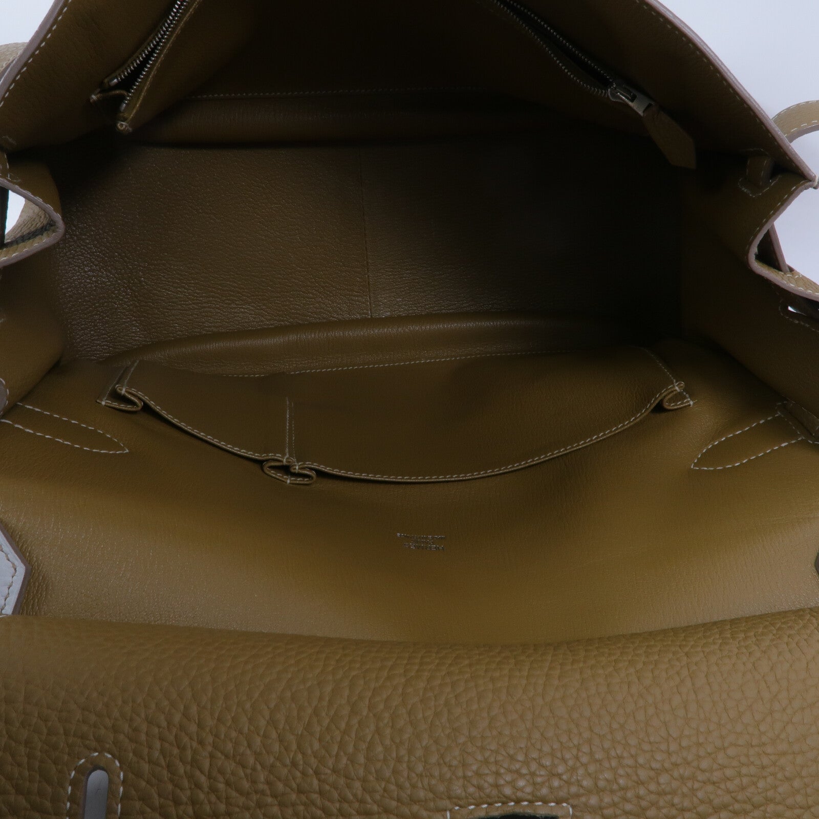 HERMES Clemence皮革Jypesiere 34肩背袋Kraft/Gris Pearl