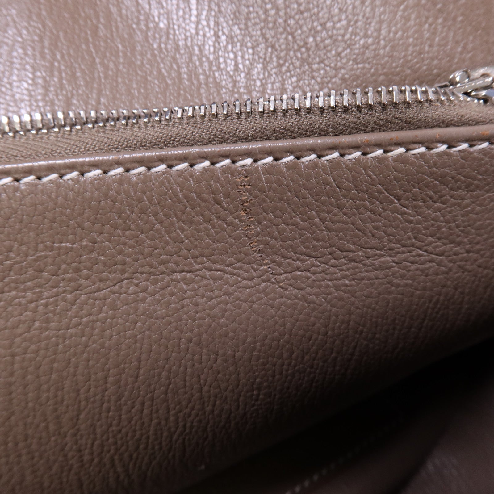 HERMES Clemence皮革Jypsiere 34銀扣肩背袋Etoupe