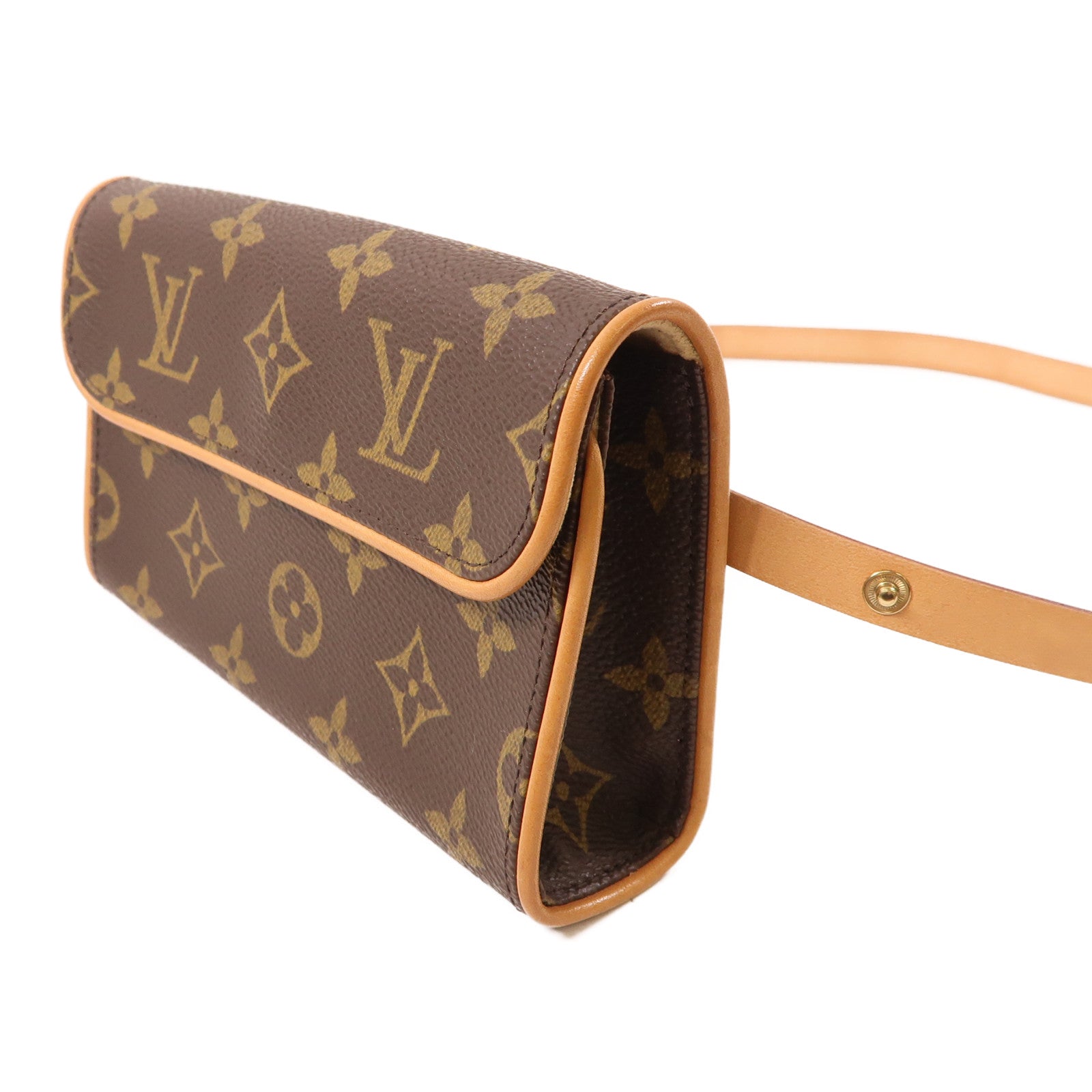 LOUIS VUITTON 【激減優惠】Monogram Pochette Florentine金扣腰包棕色