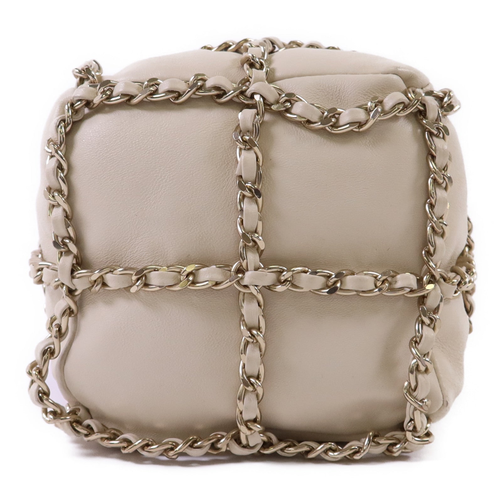 CHANEL 羊皮皮革Drawstring Bag金扣鏈帶肩背袋
