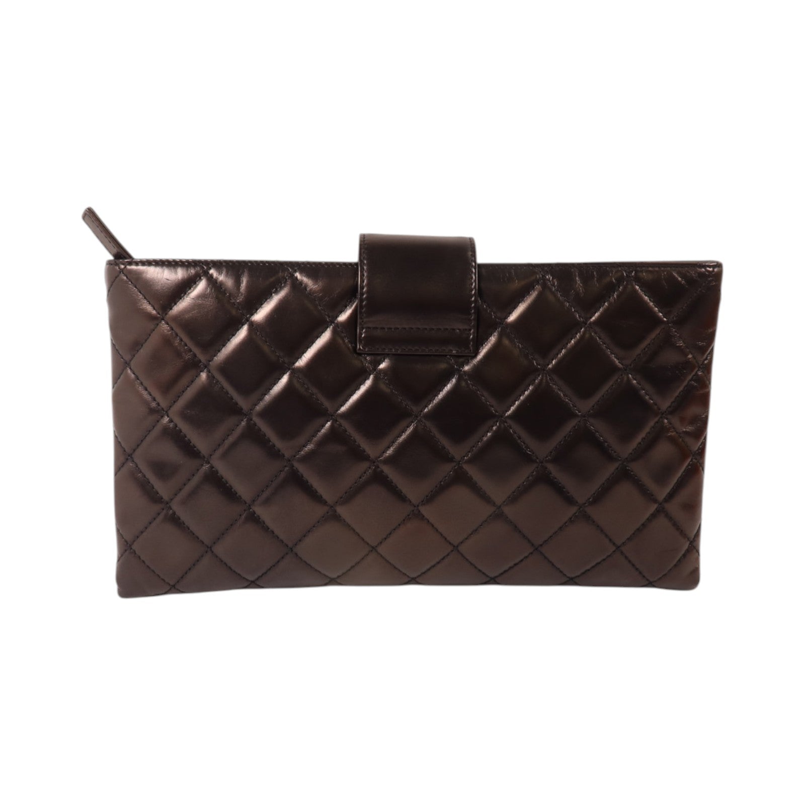 CHANEL 牛皮皮革Envelope Clutch Bag銀扣手拿包