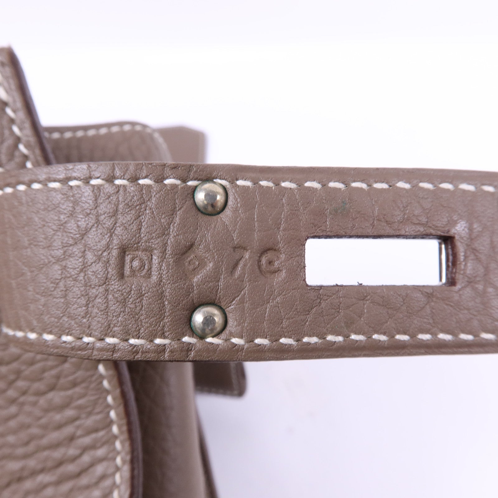 HERMES Clemence皮革Jypsiere 34銀扣肩背袋Etoupe