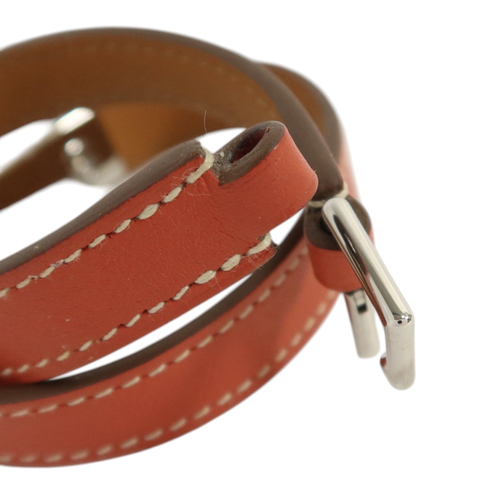 HERMES Swift皮革Rivale Double Tour Bracelet銀扣手鏈