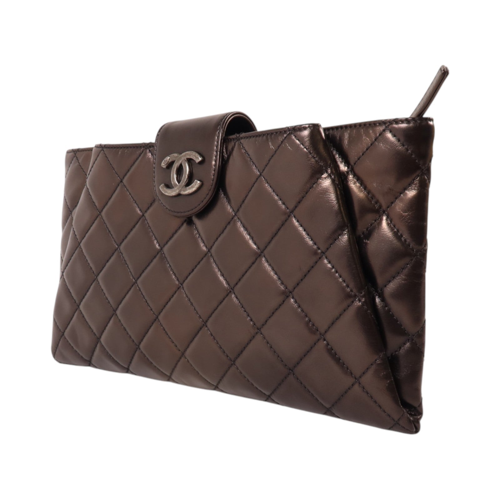 CHANEL 牛皮皮革Envelope Clutch Bag銀扣手拿包
