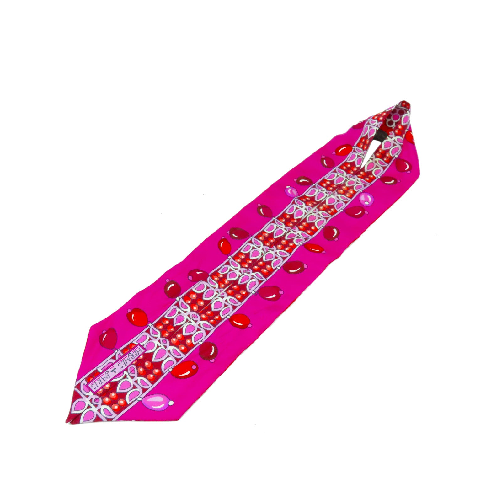HERMES 【激減優惠】絲質Twilly絲巾紅色/粉紅色
