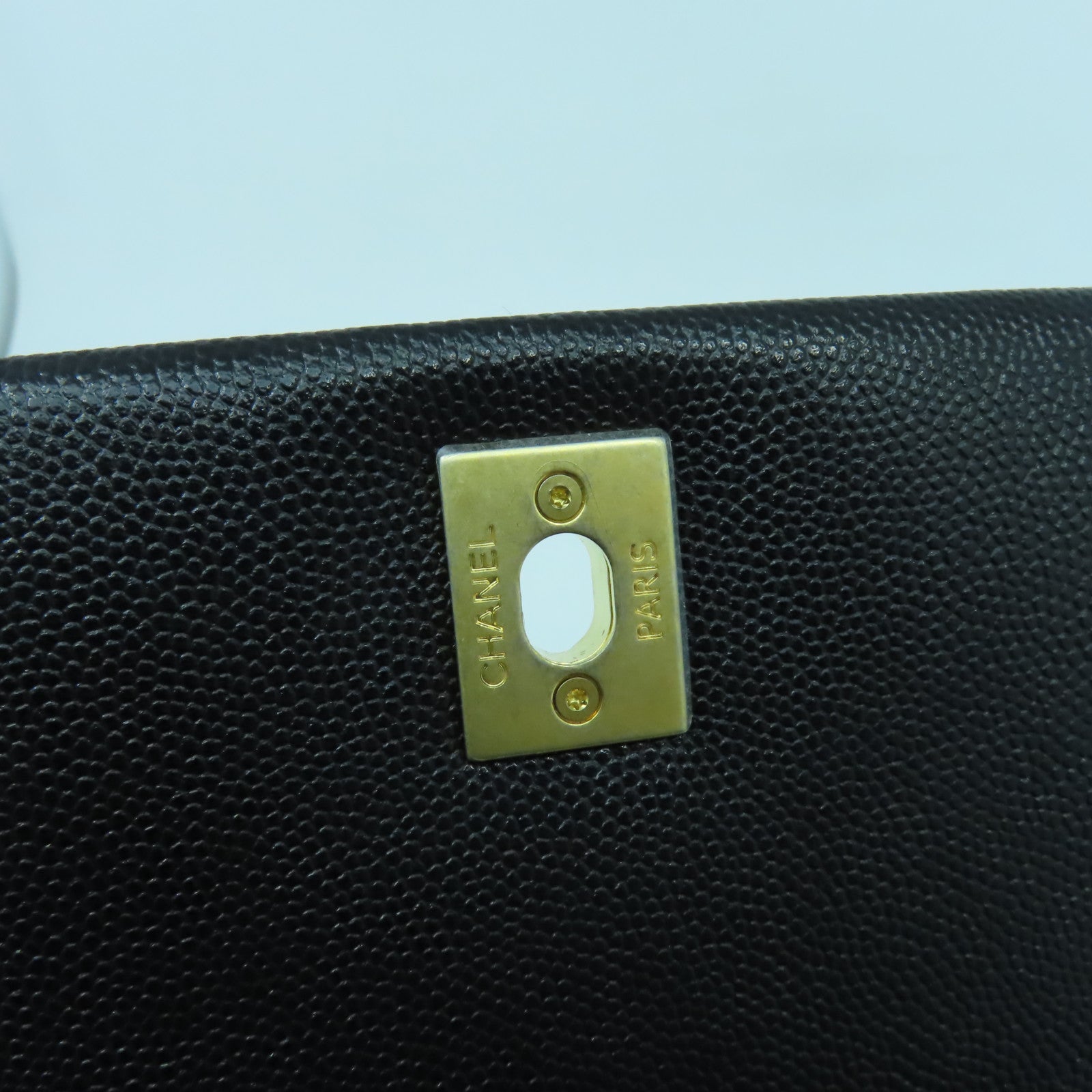CHANEL 菱格Caviar皮革Flap Chain Shoulder Bag金扣手挽肩背兩用袋黑色